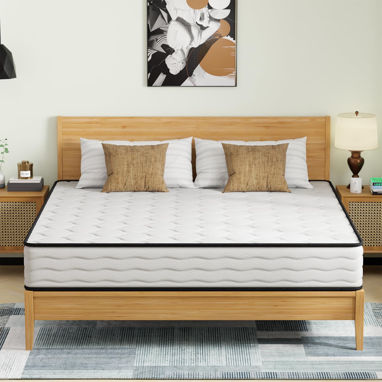 Paylesshere 10 Inch Innerspring King Mattress Medium Firm Hybrid Mattress With Removable Cover Certipur-Us Certified Bed-In-A-Bo