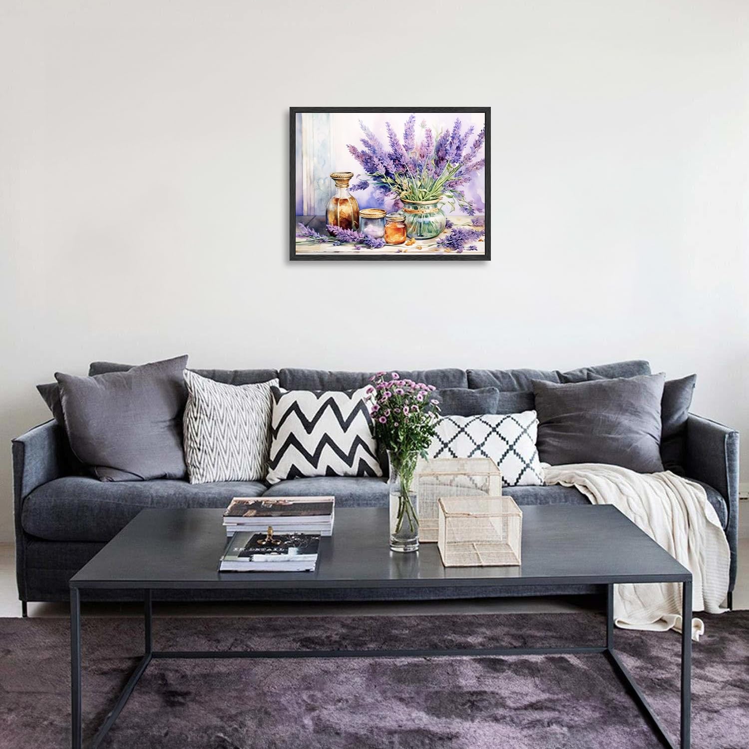 Purple Lavender Wall Art Lavender Bathroom Decor Rustic Country Purple Flower Pictures Artwork For Bathroom Bedroom Farmhouse 12