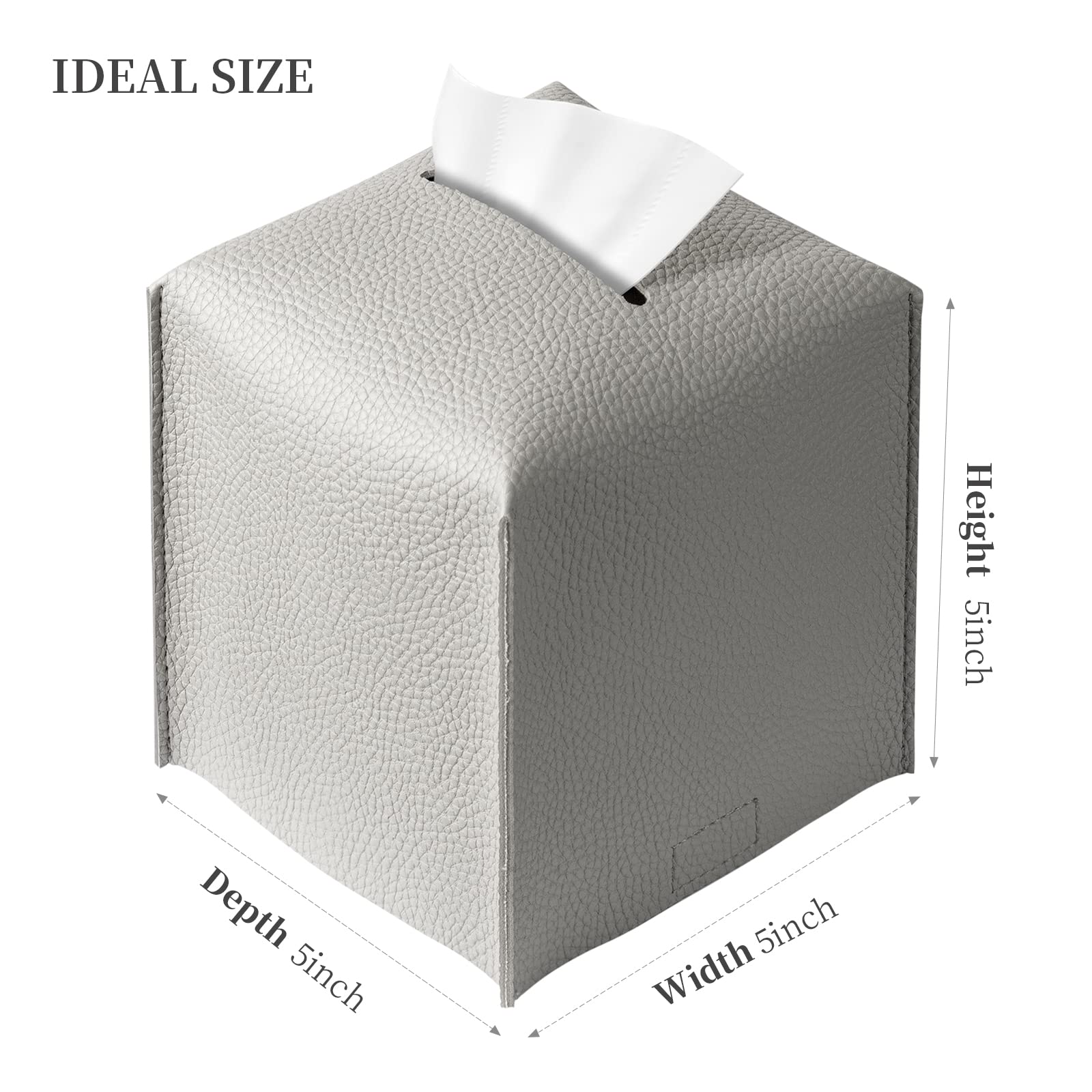 REGELETO Rectangular Tissue Box Cover  Pu Leather Rectangle?issue Box Holder with Bottom Belt Modern Stylish Tissue Box Organizer for Home  Car  Hotel  Office 9.5''X5''X5'' (Off-White)