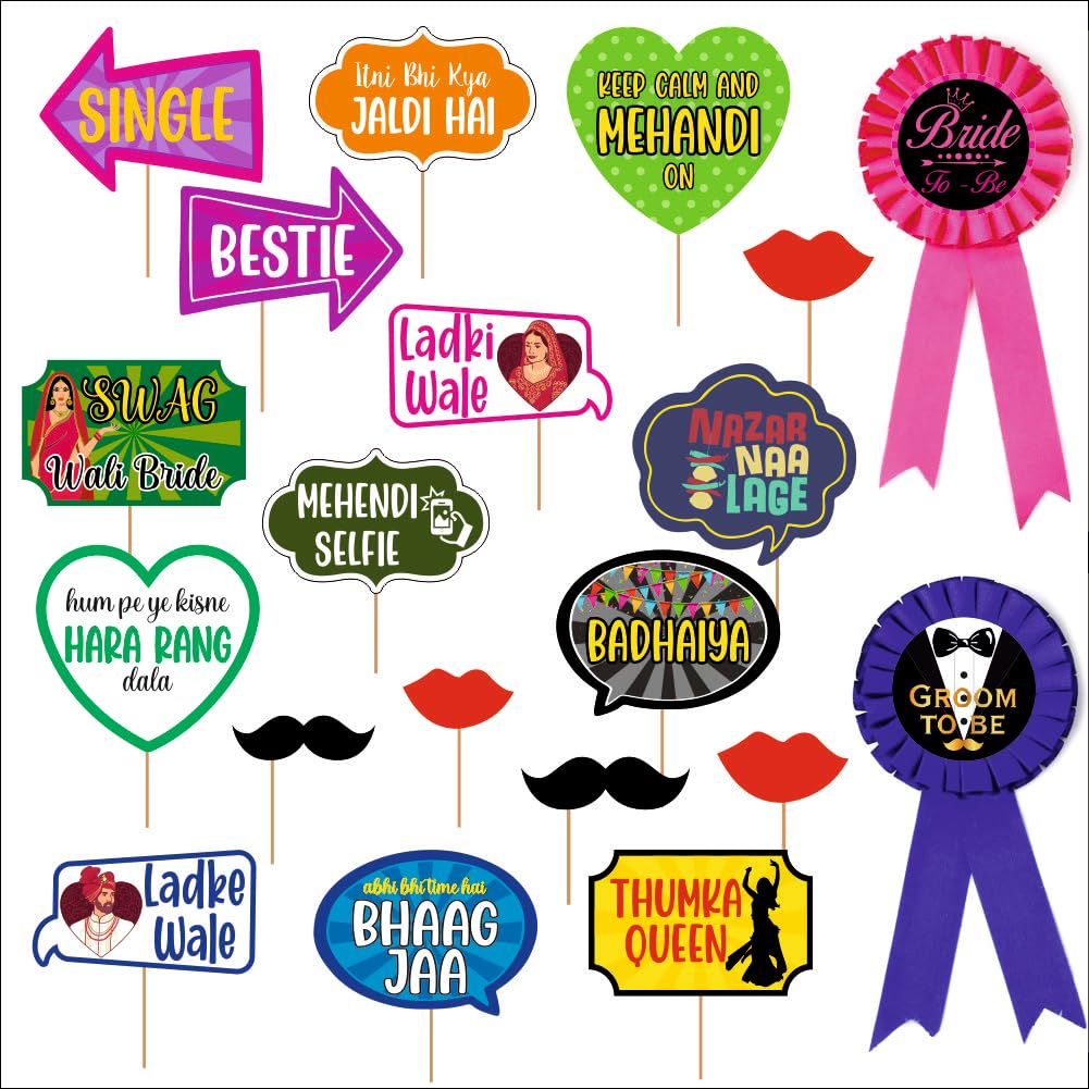Party Baazaar Wedding Sticks Props for Photoshoot | Bride Groom to be Cute Props for Wedding Bridal Groom Shower | Bride Groom t