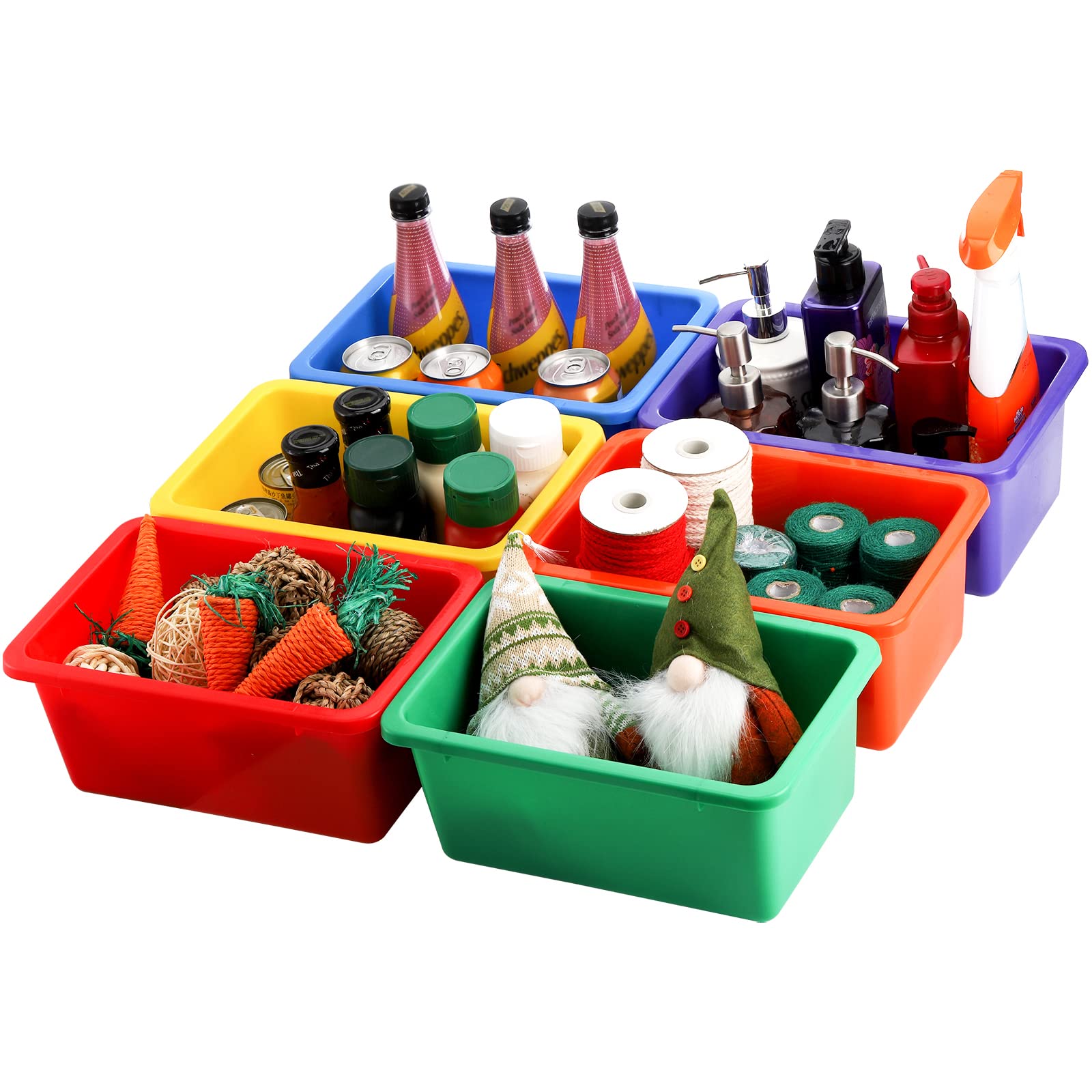 Nicunom 6 Pack Cubby Bin Storage Bins, Multi-Purpose Plastic Storage Bins Stackable Organizer Storage Cubbies For Home, Nursery,