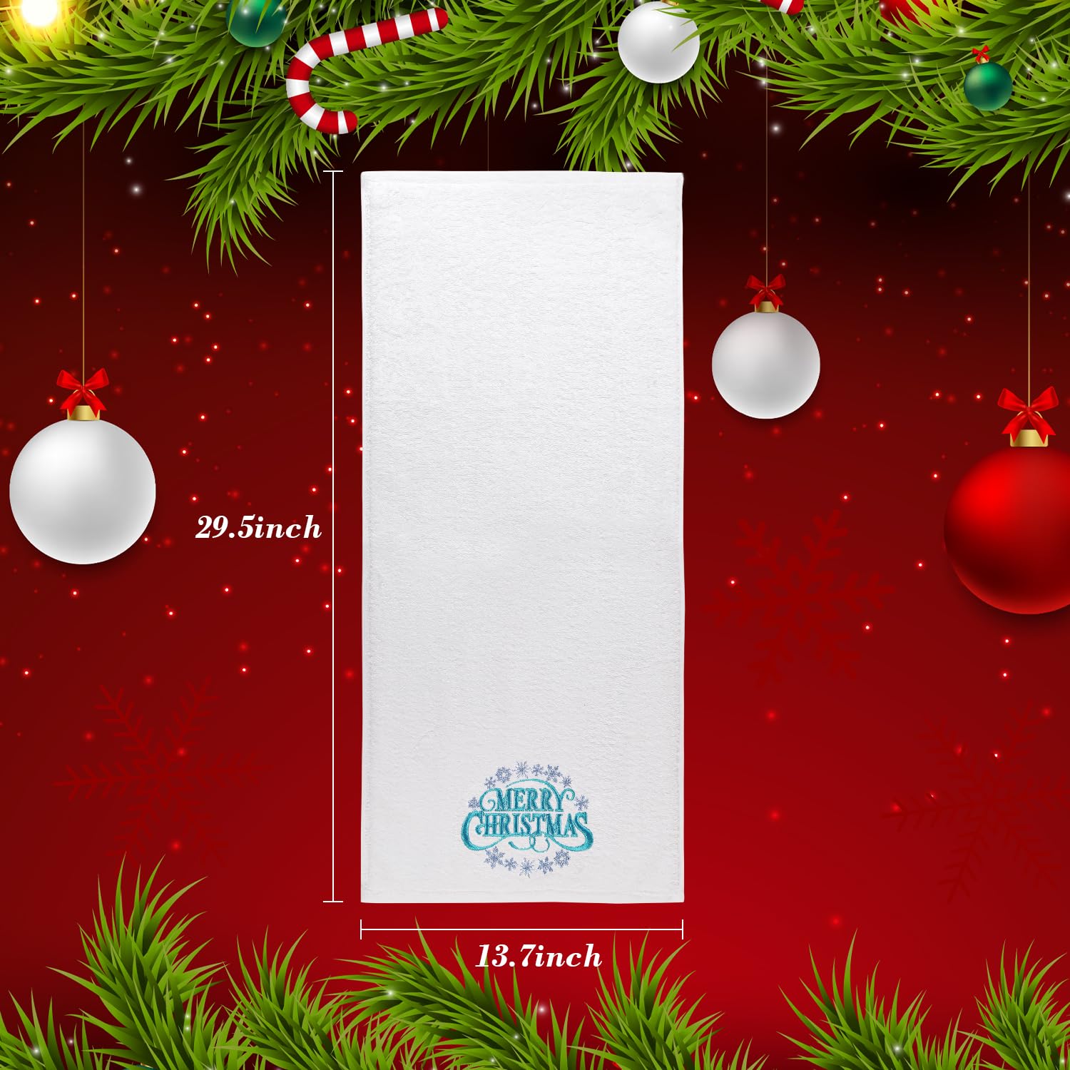 Quera 2 Pack Christmas Hand Towels Cotton Embroidered Premium Luxury Decor Bathroom Decorative Dish Towels Set For Drying, Cooki