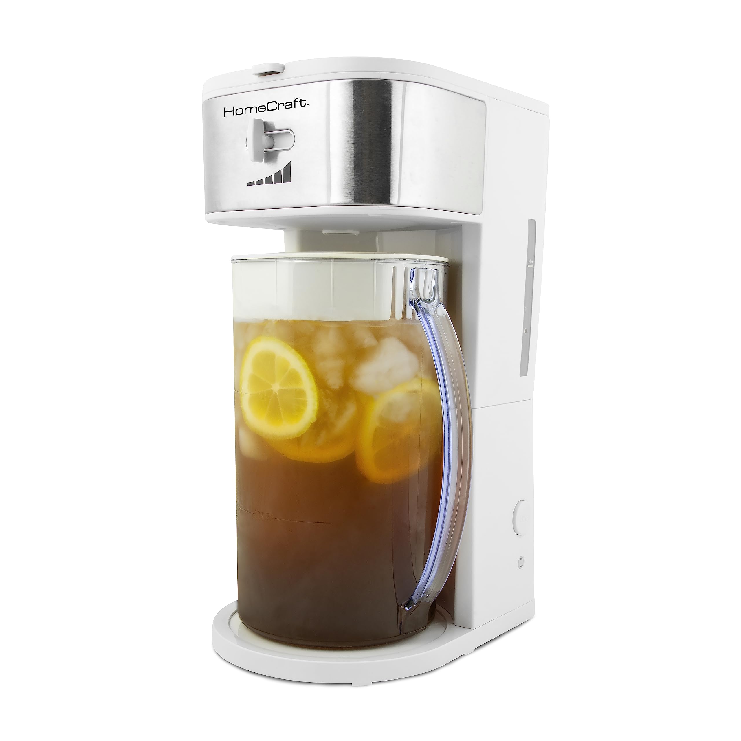 Homecraft 3-Quart White Stainless Steel Caf  ' Iced Tea And Iced Coffee Brewing System, 12 Cups, Strength Selector & Infuser Cha