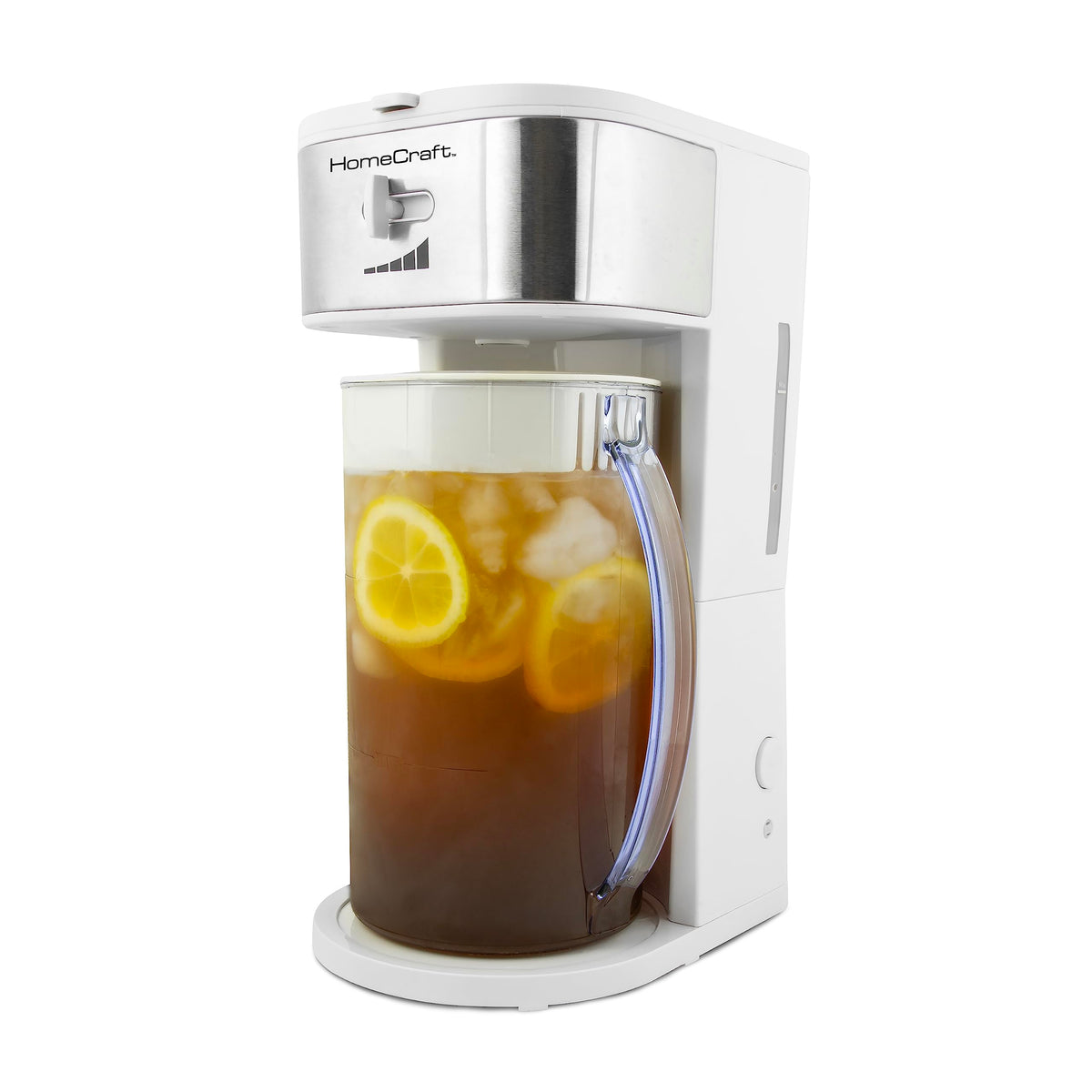 Homecraft 3-Quart White Stainless Steel Caf  ' Iced Tea And Iced Coffee Brewing System, 12 Cups, Strength Selector & Infuser Cha