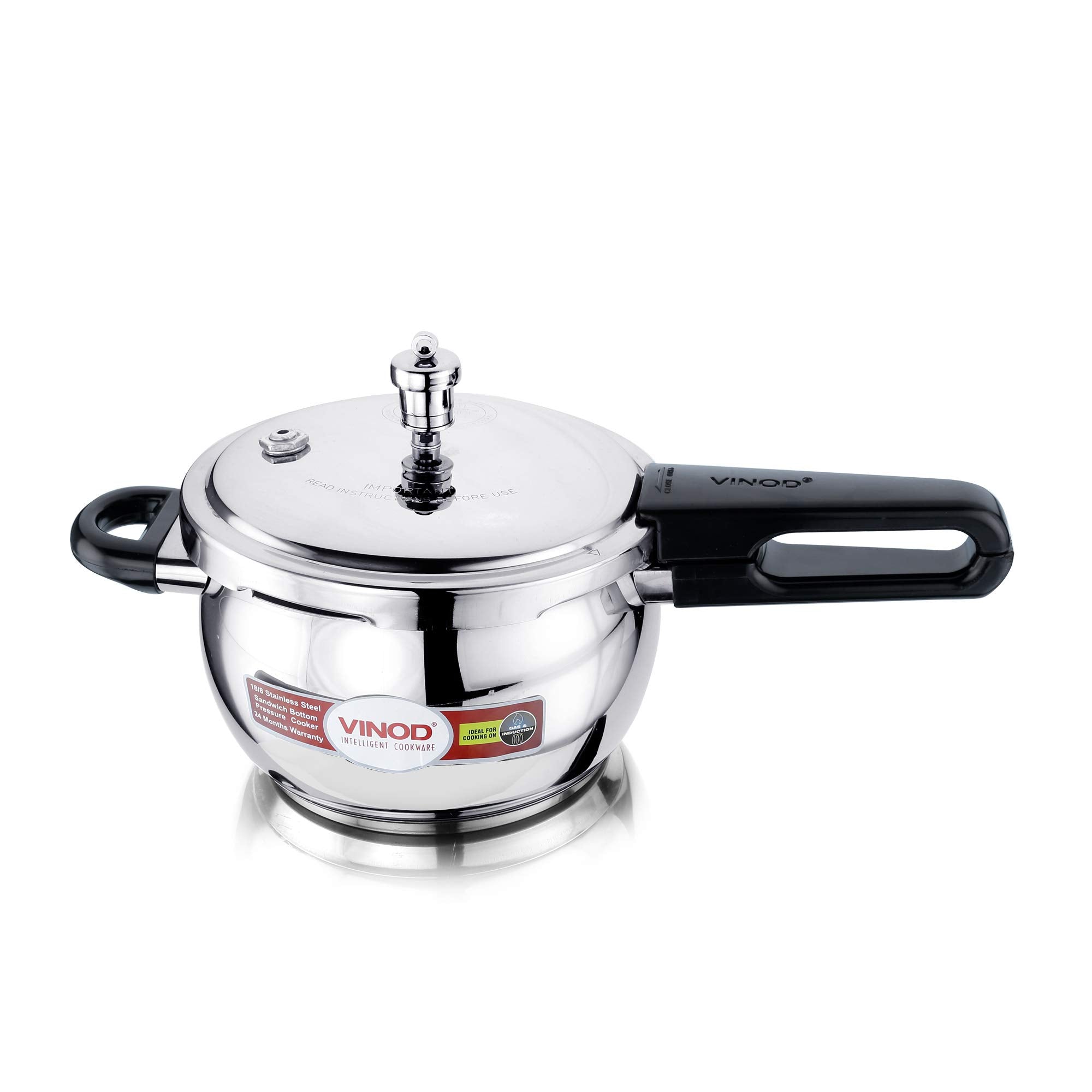 Vinod Stainless Steel Pressure Cooker, Glass Lid, 3.5 Litre