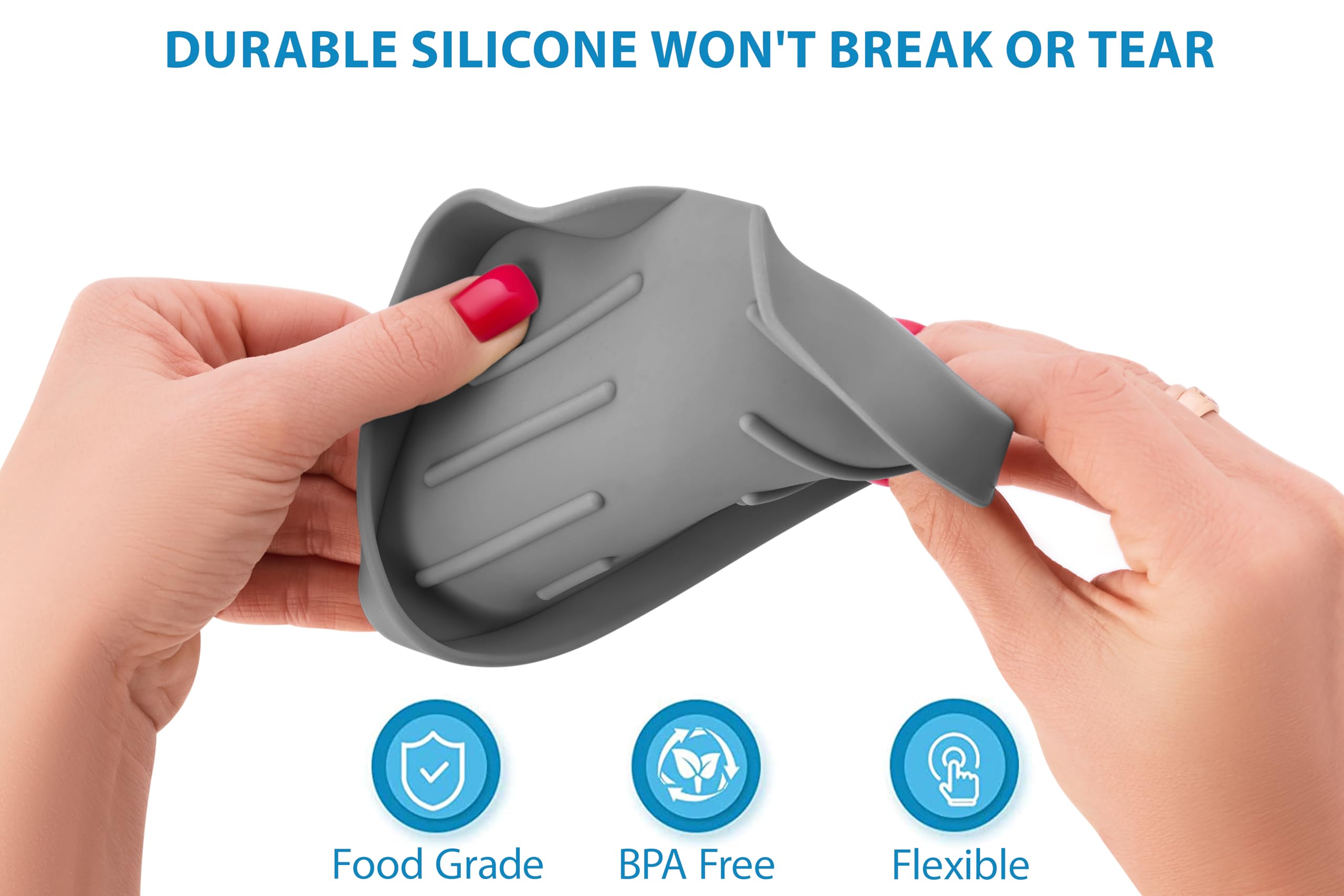 Silicone Soap Dish: Premium Gray Self-Draining Soap Bar Holder - Elegant Soap Dish for Shower & Bathroom Use - Versatile Soap Dishes for Bar Soap - Durable Soap Holder & Bathroom Soap Dish Solution