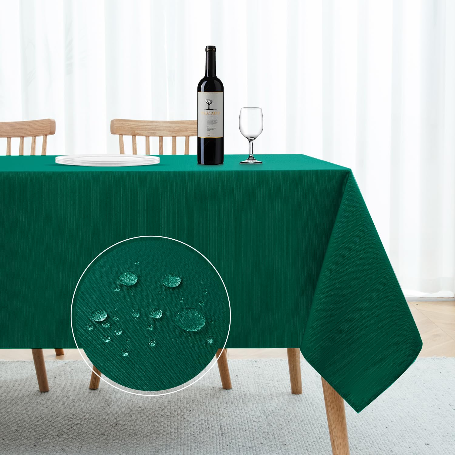 Softalker Jacquard Rectangle Tablecloth - Geometric Line Damask Table Covers Waterproof Stain Resistant Washable Polyester Table