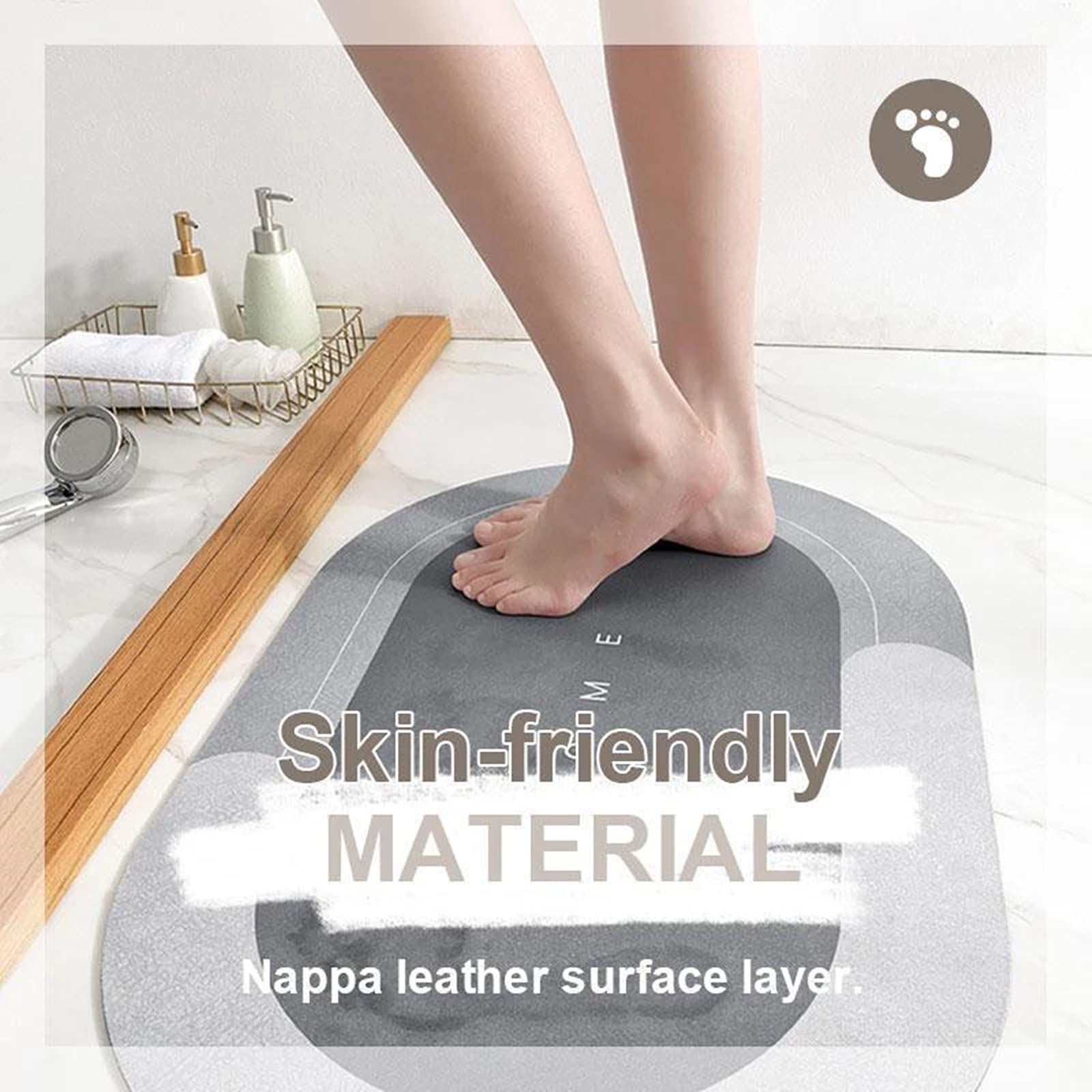 Super Absorbent Bath Mat, Quick-Drying Bathroom Mats, Super Absorbent Living Room Floor Mat , Rubber Non-Slip Bottom, Easy To Cl