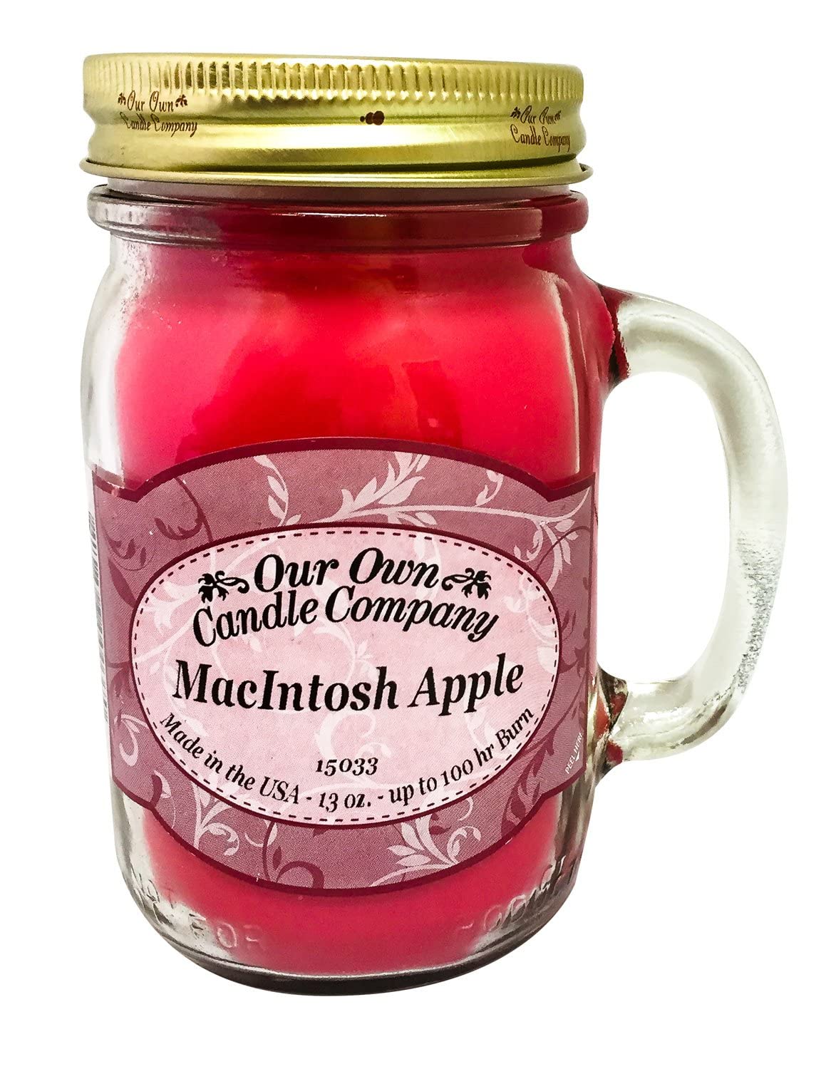 Our Own Candle Company, Macintosh Apple Scented Mason Jar Candle, 100 Hour Burn Time, Made in The USA - 13 Ounces
