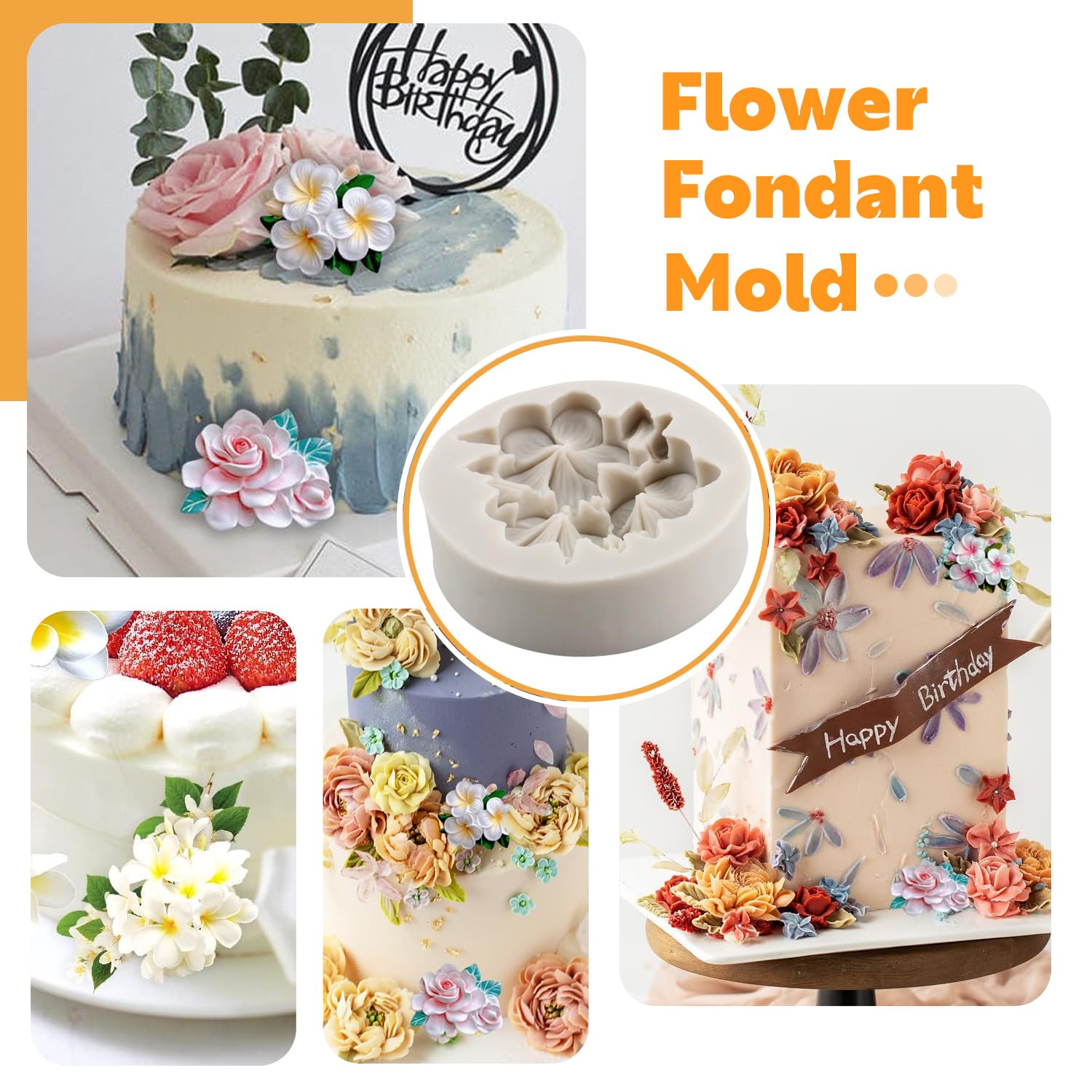 Sijiangmold Flower Fondant Molds Gardenia Plumeria Rubra Flower Silicone Mold For Cake Decoration Cupcake Topper Gum Paste Candy
