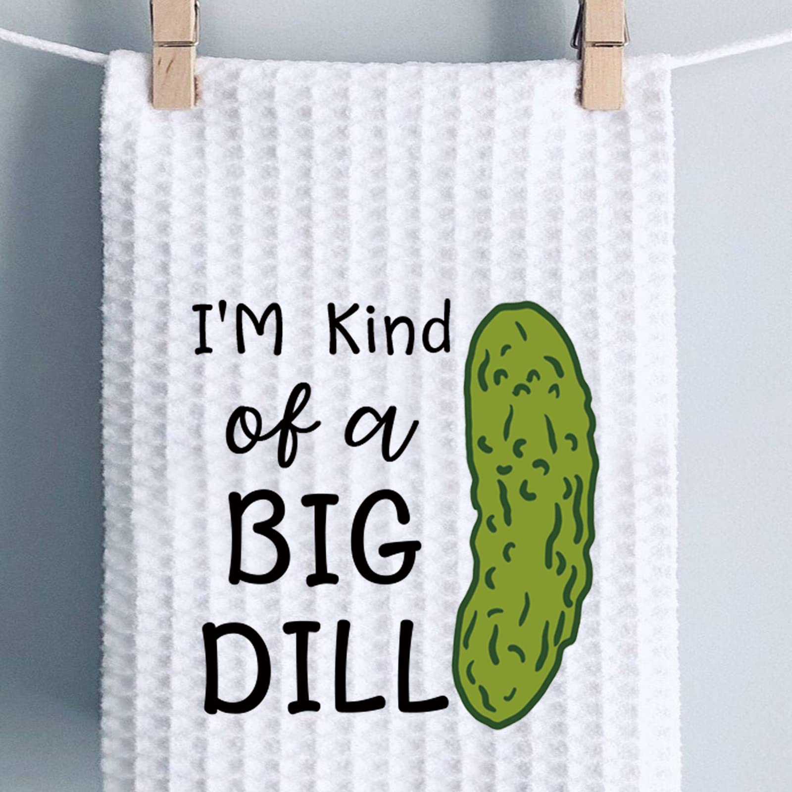 Pwhaoo Pickle Kitchen Towel I'M Kind Of A Big Dill Kitchen Towel Vegetarian Kitchen Decor Pickle Lover Gift (A Big Dill T)