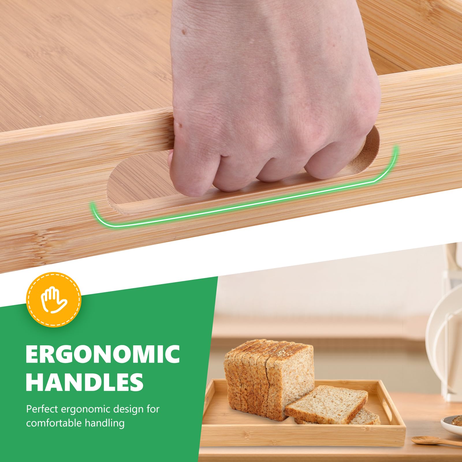 Sgigiul Bamboo Dinner Food Trays For Eating On Couch Party Platters For Serving Food Decorative Tray For Kitchen Counter Rectang