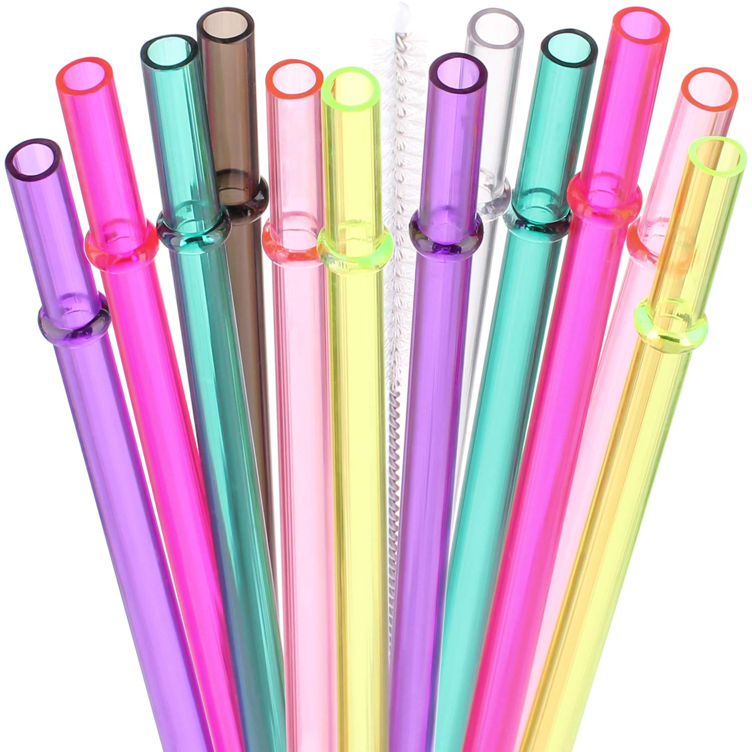 Dakoufish 13'' Long Reusable Tritan Replacement Drinking Straws For 40 Oz,30 Oz & 24 Oz Mason Jar,Tumblers, Set Of 12 With Clean