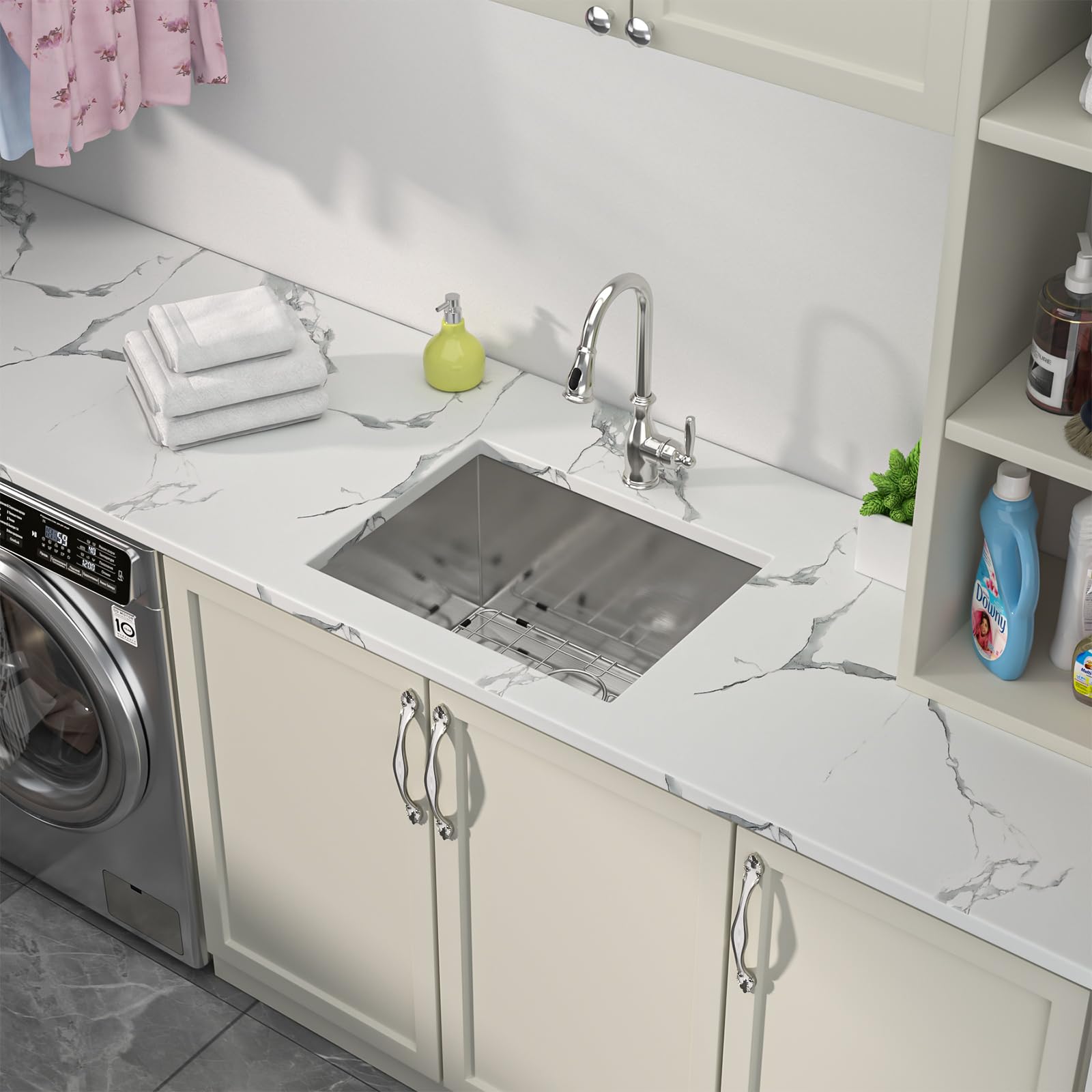 Sarlai 23 Undermount Laundry Sink - 23X18X12 Inch Undermount Utility Sink Rectangular Deep Single Bowl 16 Gauge Stainless Steel