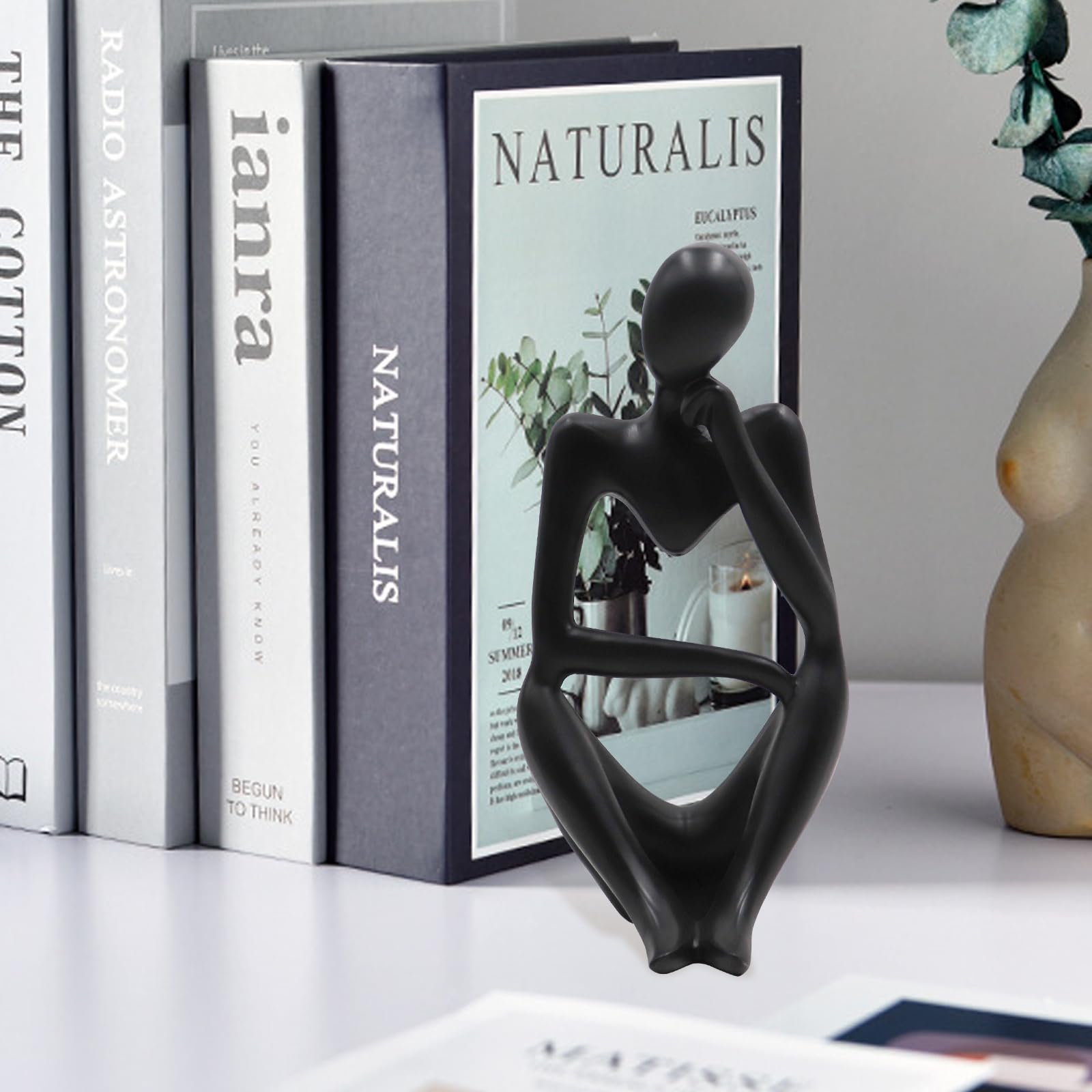 Thinker Statues and Sculptures, Resin Black Thinker Statue Ornaments, Abstract Style Sculptures, Housewarming Gifts, Housewarmin