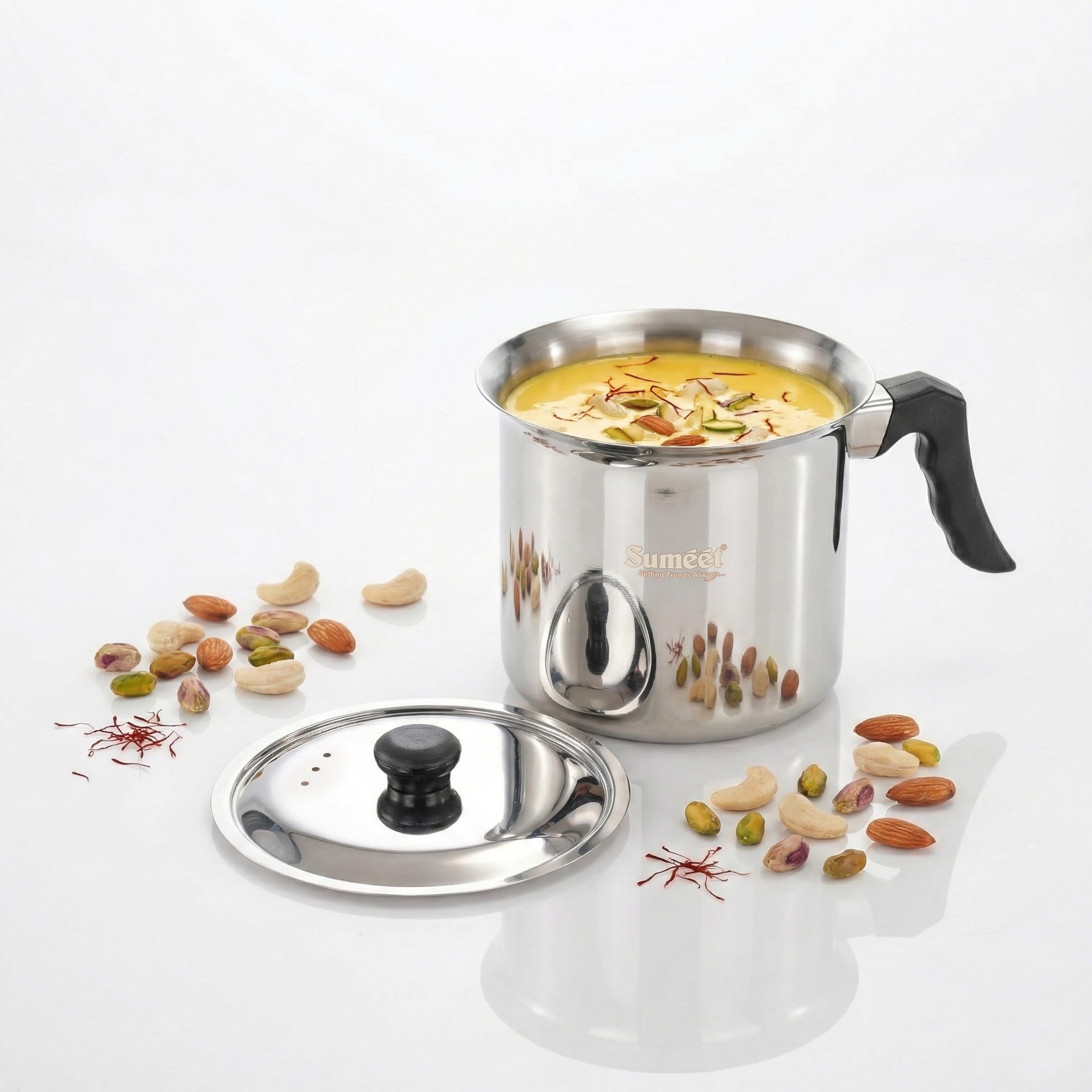 Sumeet ISI Certified HeavyPly enhanced Stainless Steel Cross Edge Induction & Gas Stove Friendly Milk Tea Coffee Maker Warmer with Lid - 1750ml