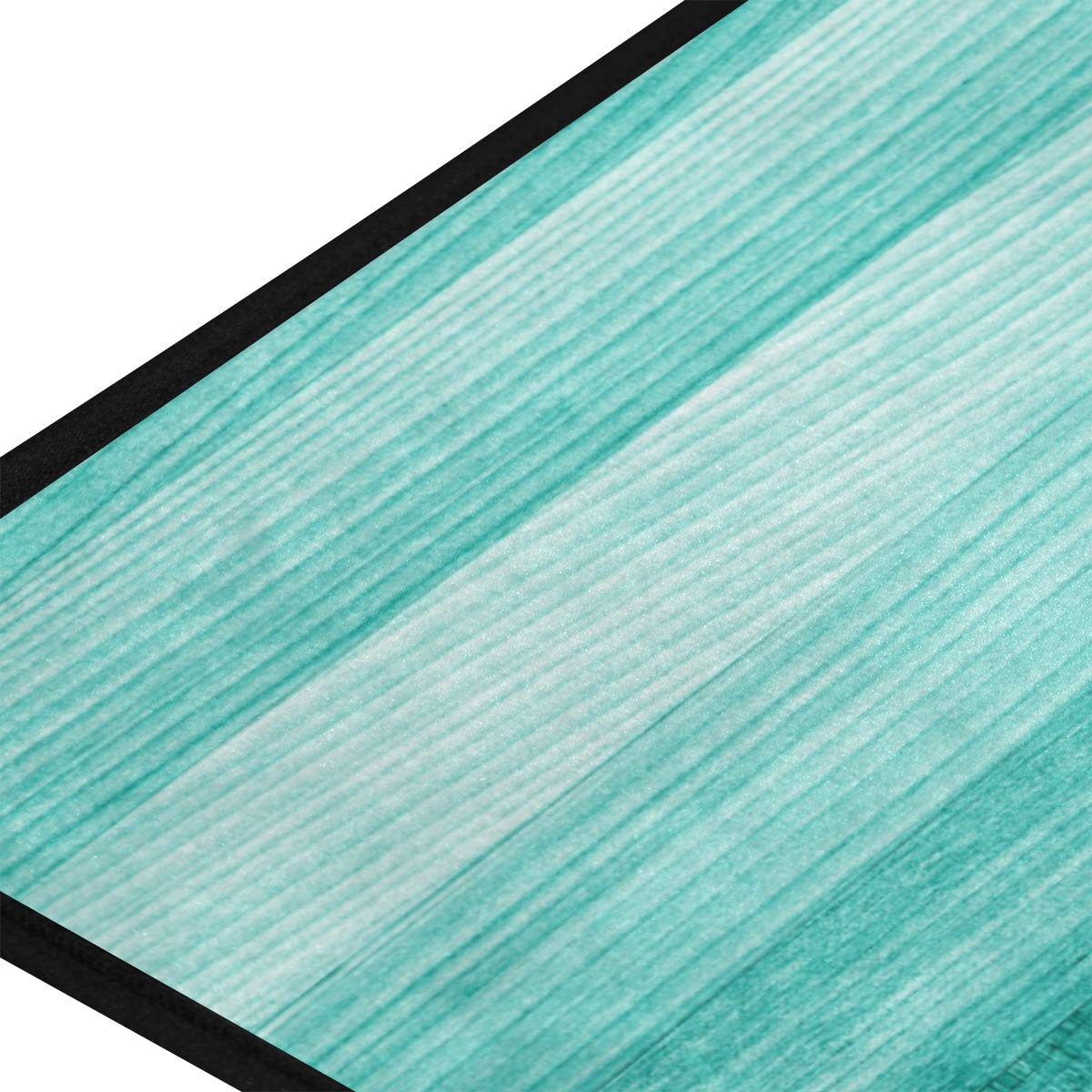 Kitchen Rugs Teal Turquoise Green Wood Design Non-Slip Soft Kitchen Mats Bath Rug Runner Doormats Carpet For Home Decor, 39'' X