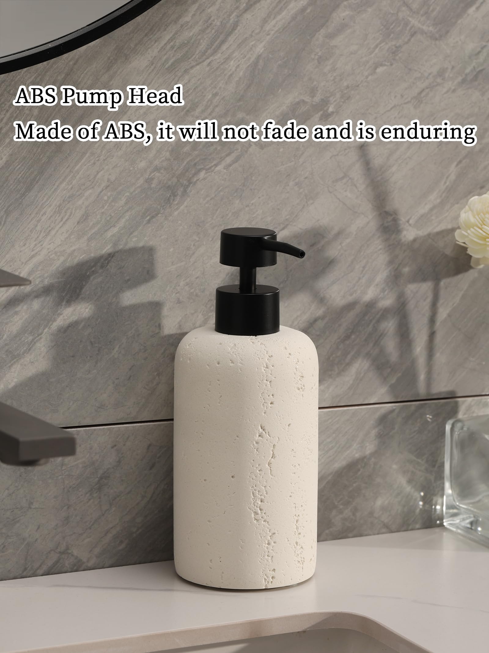 Haocoott Soap Dispensers 340Ml 11 Oz, 2 Pcs Luxurious Hand Dish Lotion Shampoo Soap Dispenser Jar, Travertine Soap Pump Bottles