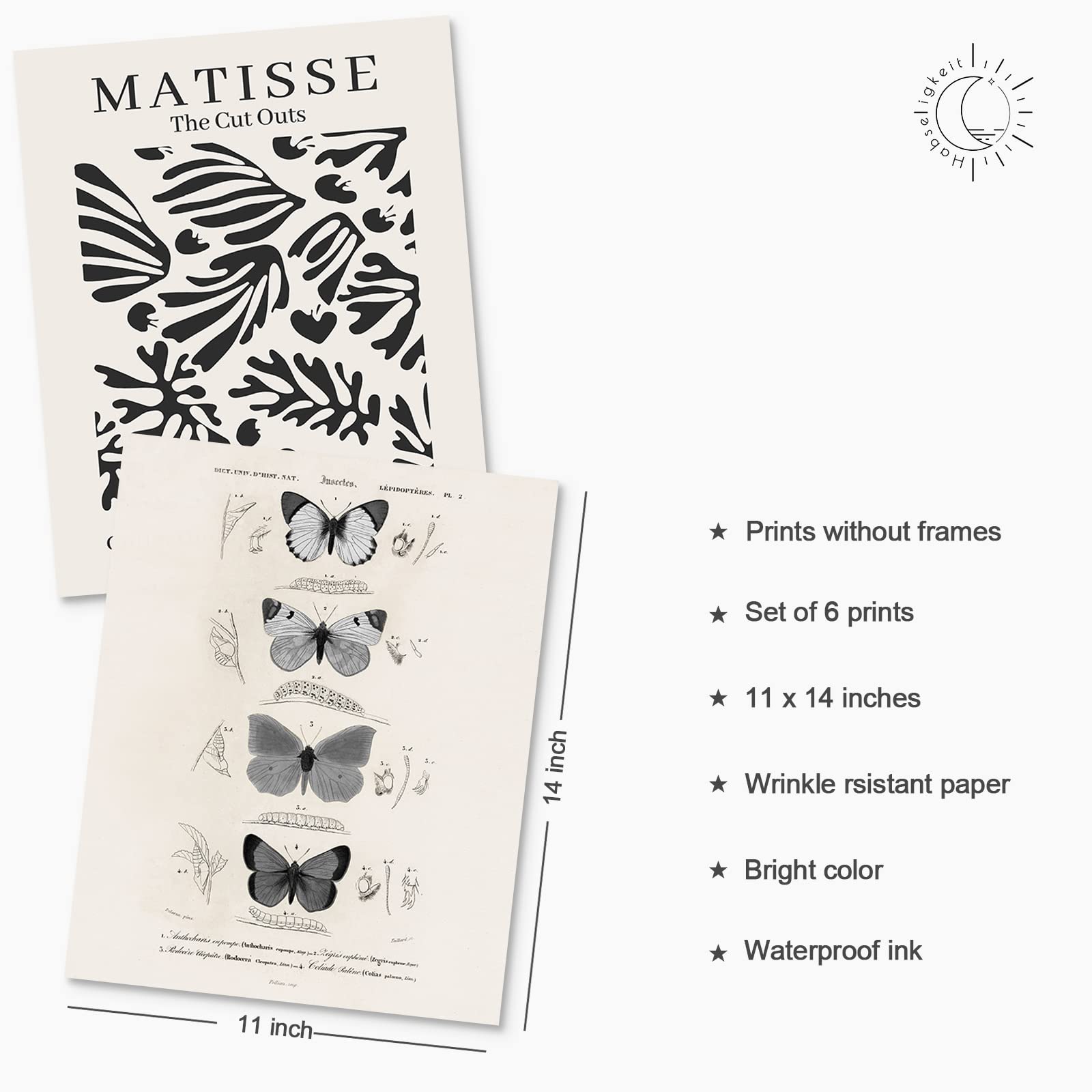 Habseligkeit Butterfly Master Wall Art Prints, Abstract Matisse Wall Art Exhibition Posters, Vintage Wall Art Prints, Retro Room