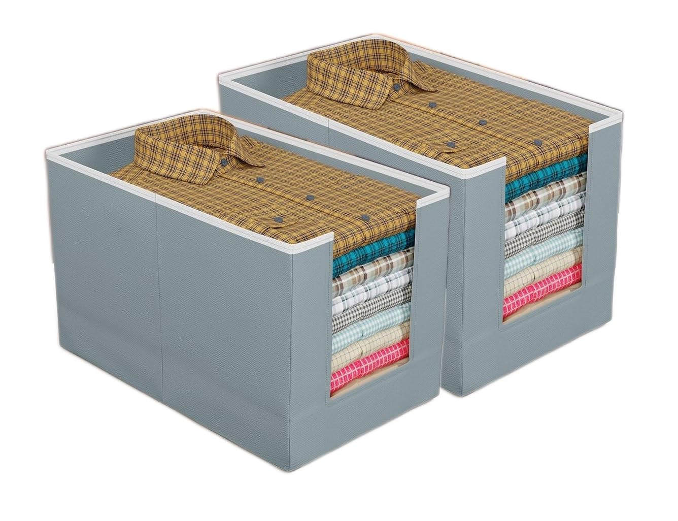 Nicasa Stylish Shirt Organizer For Wardrobe|Foldable Non Woven Shirt Stacker|Drawer Storage Unit For Closet Cuboard|Clothes Stor