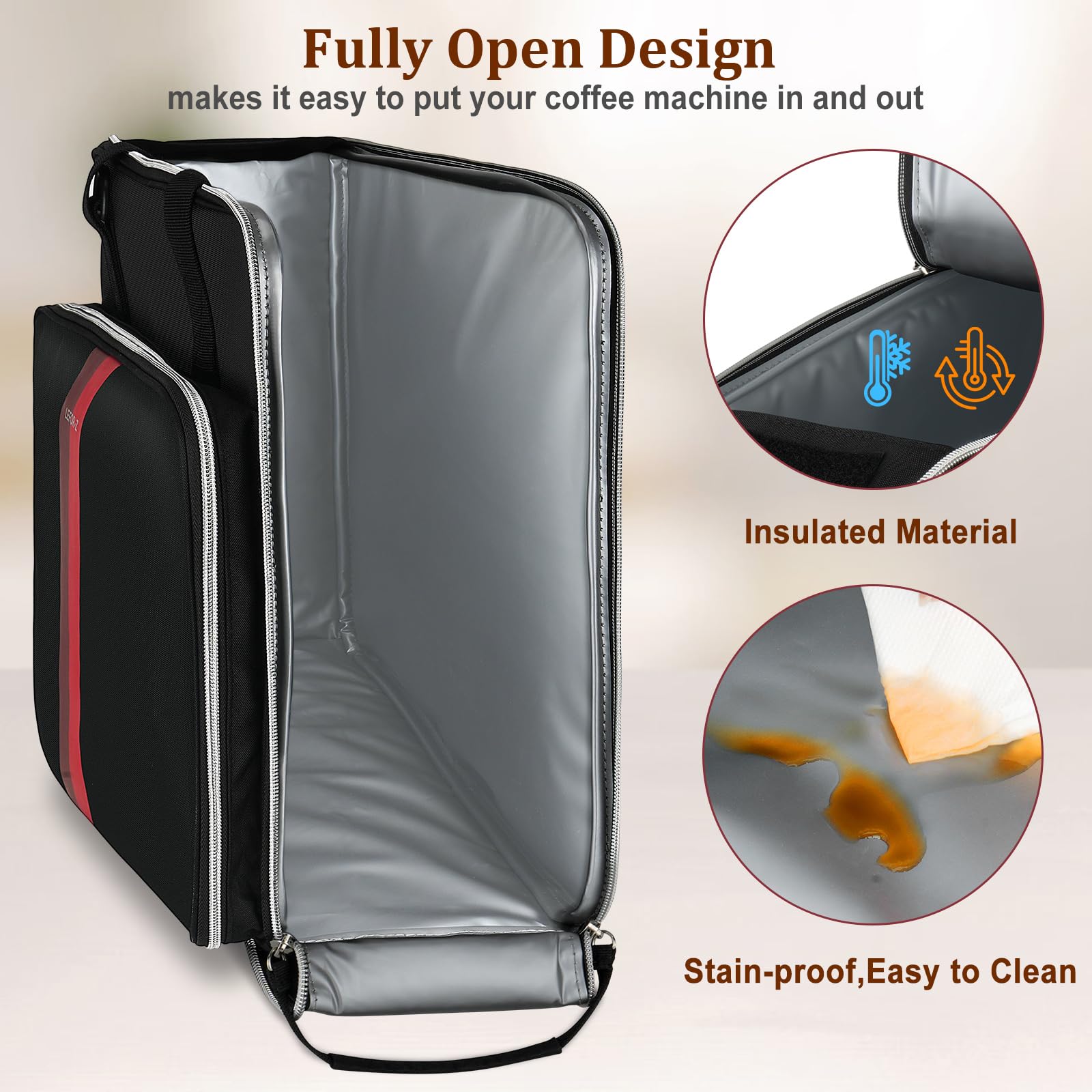 Coffee Maker Travel Bag Compatible With Keurig K-Slim/K-Express/K-Iced,Single Serve Coffee Brewer Carrying Case With Multiple Po