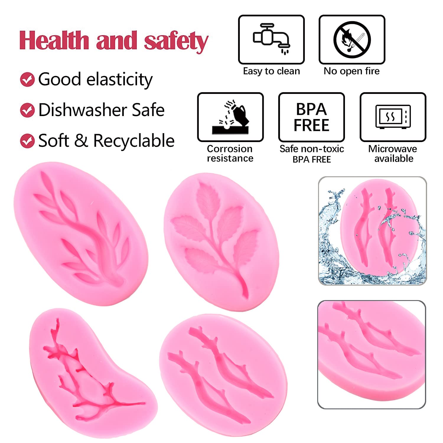 Zixiang Tree Branch Silicone Mold Twig Branch Leaves Fondant Molds For Chocolate Candy Cake Decorating Cupcake Topper Gum Paste