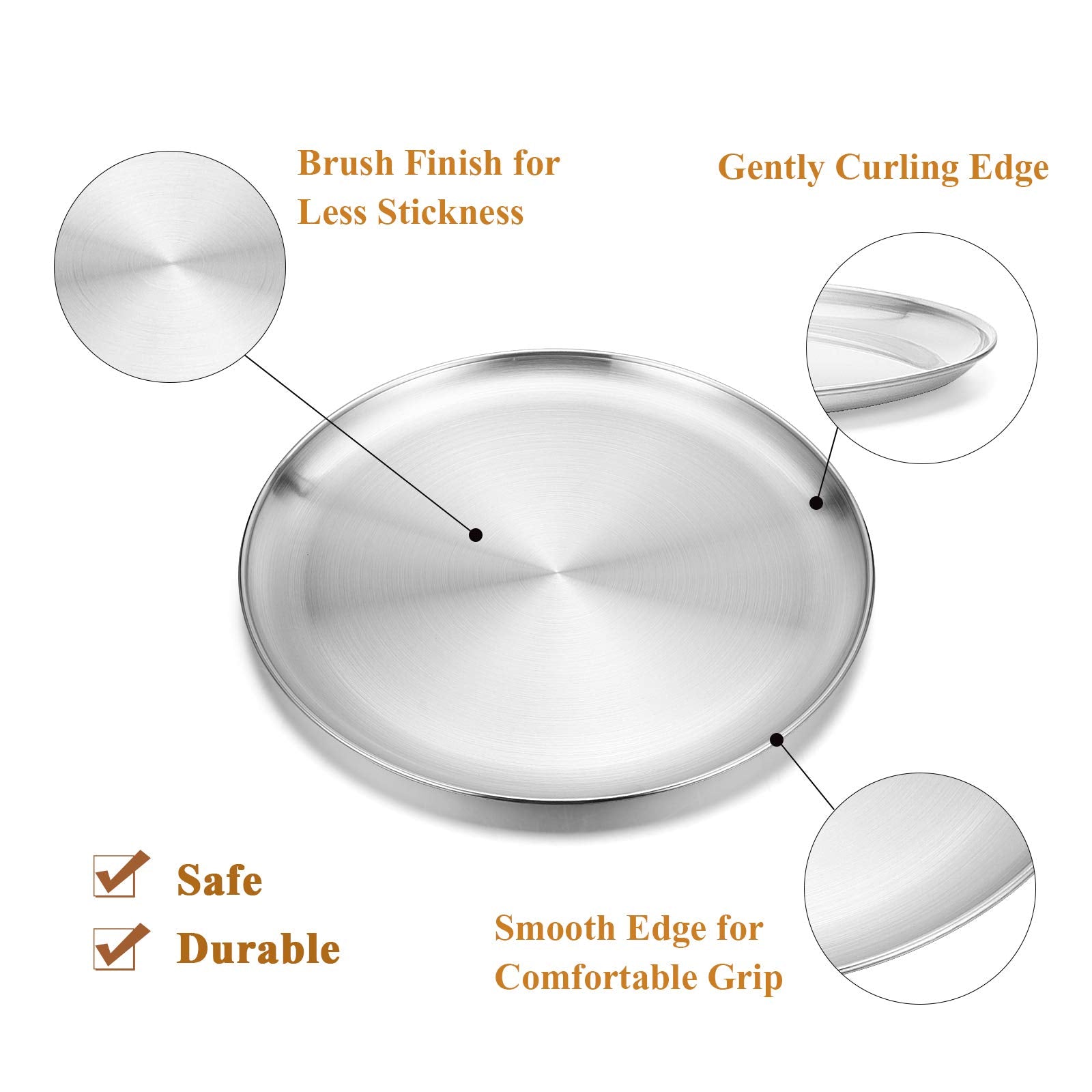 Deedro 10" Stainless Steel Pizza Baking Pan Set of 3 - Heavy Duty, Nontoxic, Easy Clean, Silver