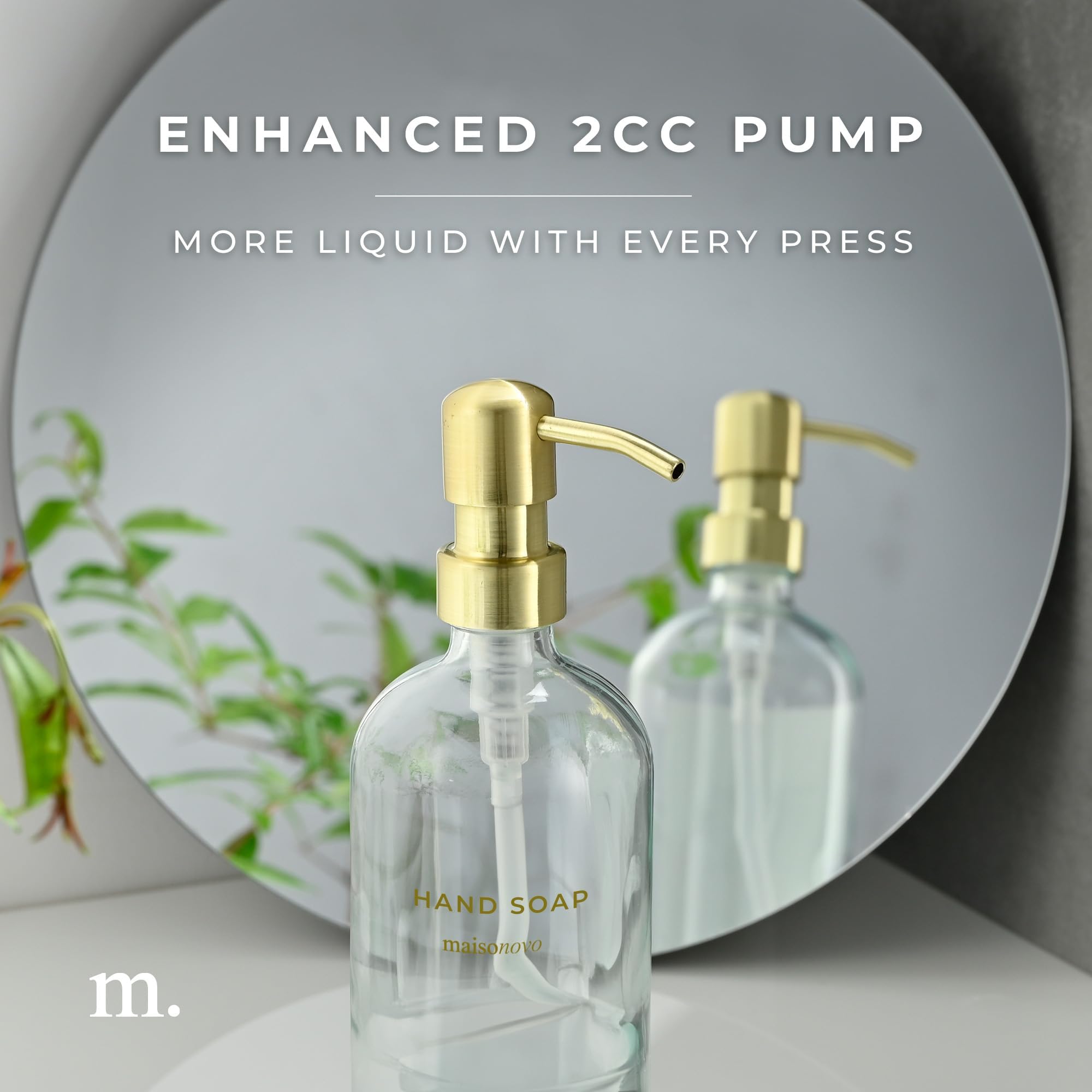 Maisonovo Bathroom Soap And Lotion Dispenser Set | 16.9 Fl Oz Clear Glass Gold Pumps X 2