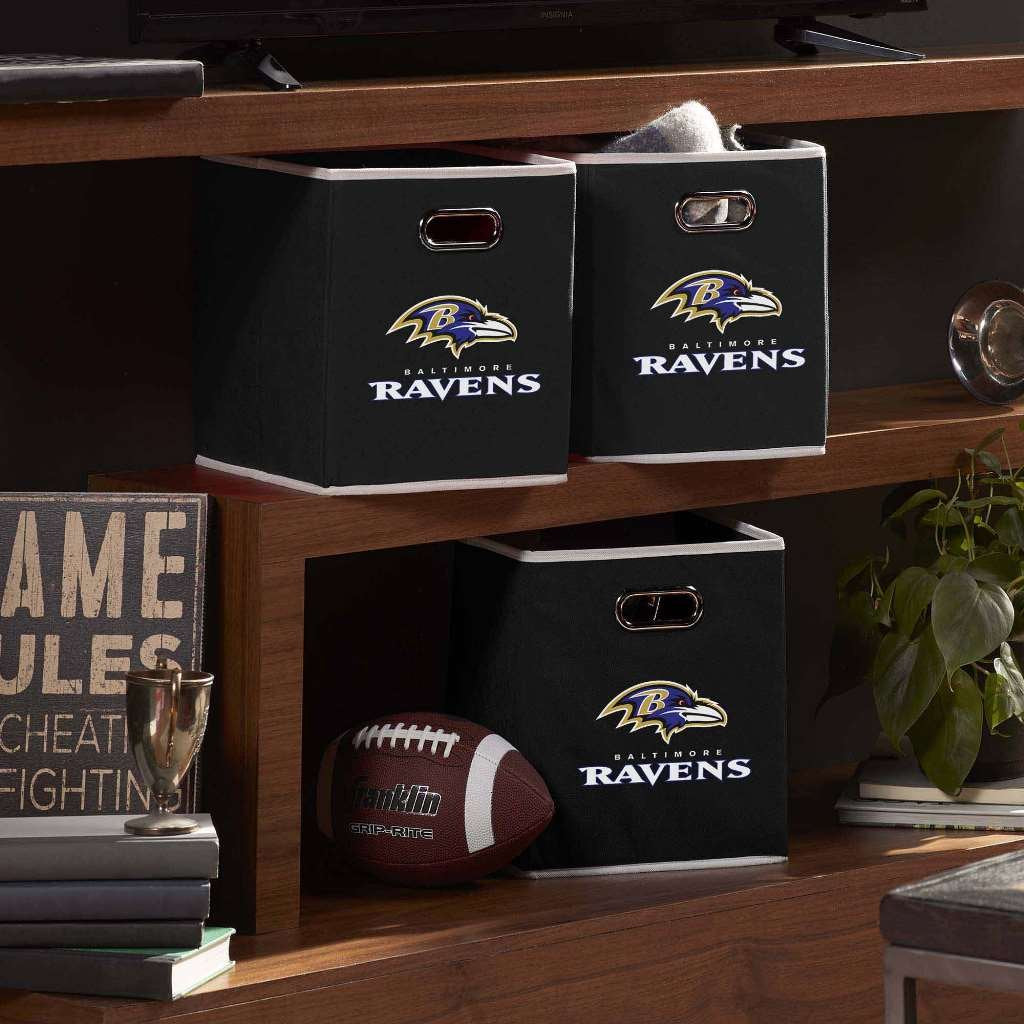 Franklin Sports Nfl Baltimore Ravens Collapsible Storage Bin Nfl Folding Cube Storage Container Fits Bin Organizers Fabric Nfl T