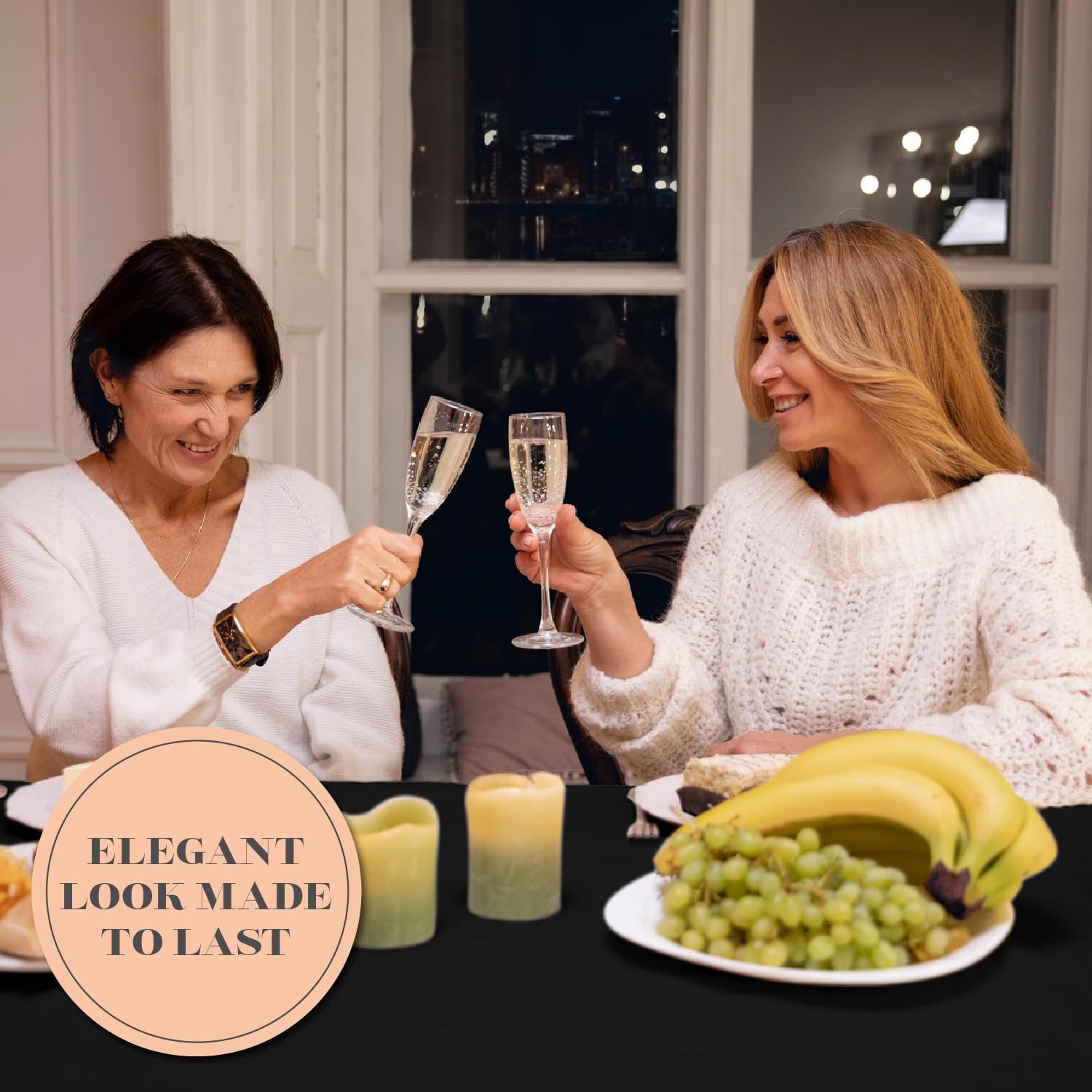 Black Spandex Table Covers 6Ft, 2 Pack - Elegant, Durable, Stretchy 6Ft Table Cover Fitted, Wrinkle And Stain Resistant, Elastic