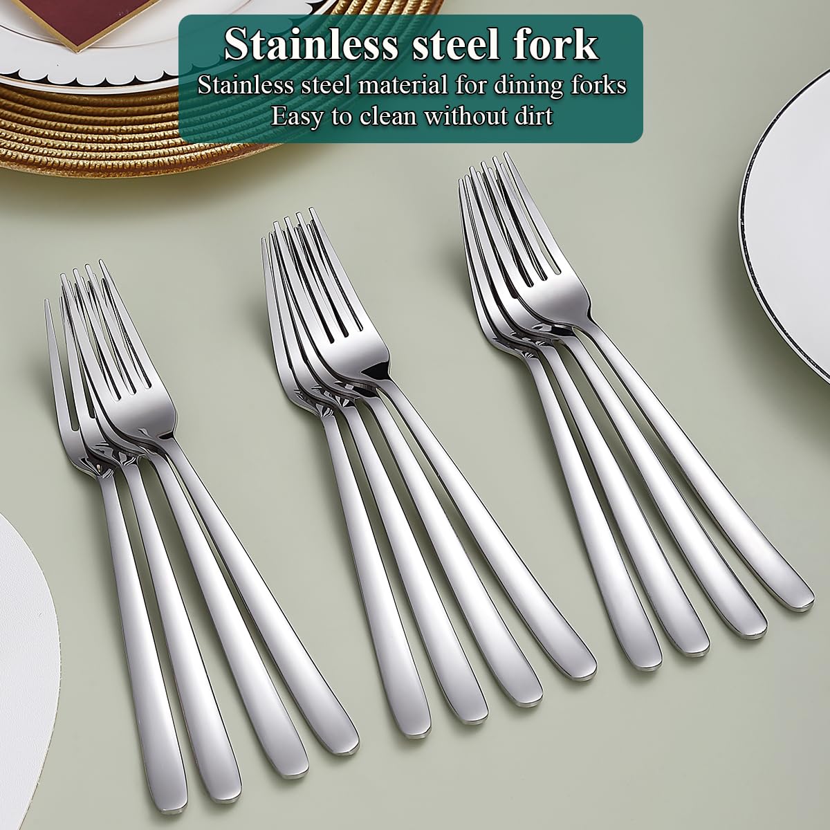 Kyraton Dinner Forks Set Of 12, 8.15'' Stainless Steel Table Forks Silverware Set For Home, Restaurant, Hotel, Dishwasher Safe