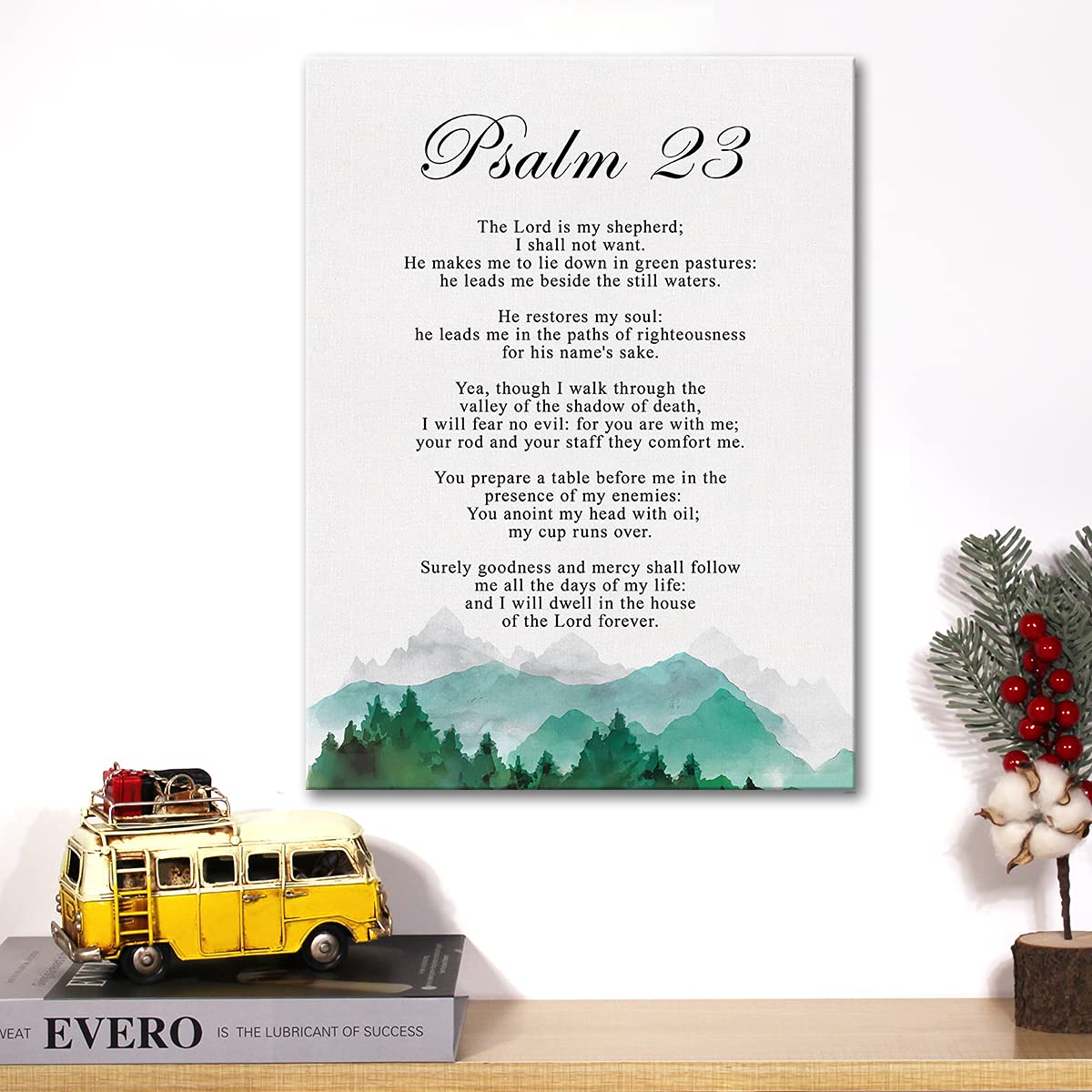 Christian Canvas Wall Art Psalm 23 The Lord Is My Shepherd Canvas Print Positive Scripture Canvas Painting Home Bedroom Wall Dec