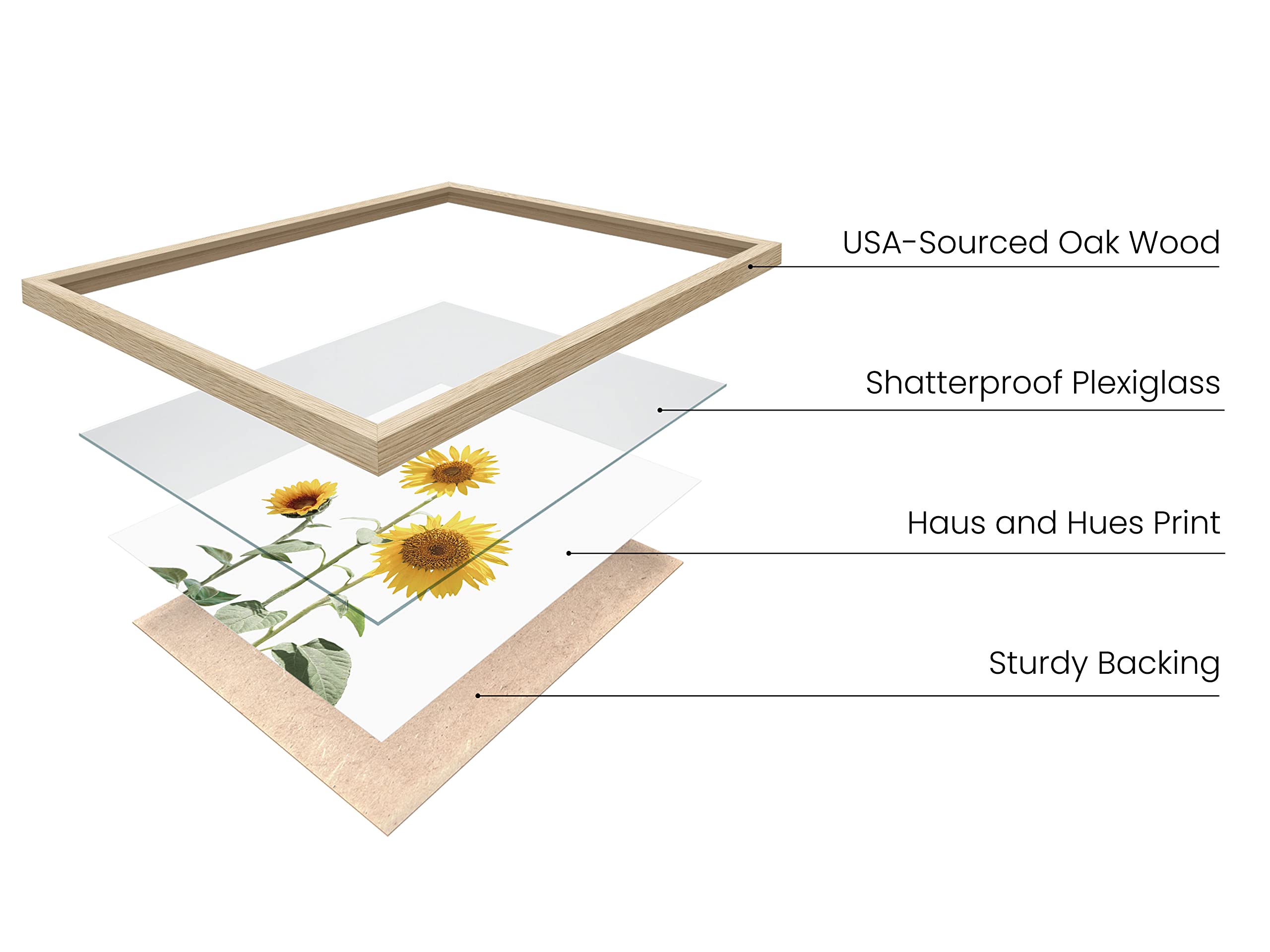 HAUS AND HUES Sunflower Wall Decor and Sunflower Posters Set of 4 Sunflower Bedroom Decor Sunflower Paintings for Wall Yellow Wall Art Kitchen Decor (Sunflower Set Collage 11x14 Framed Beige)