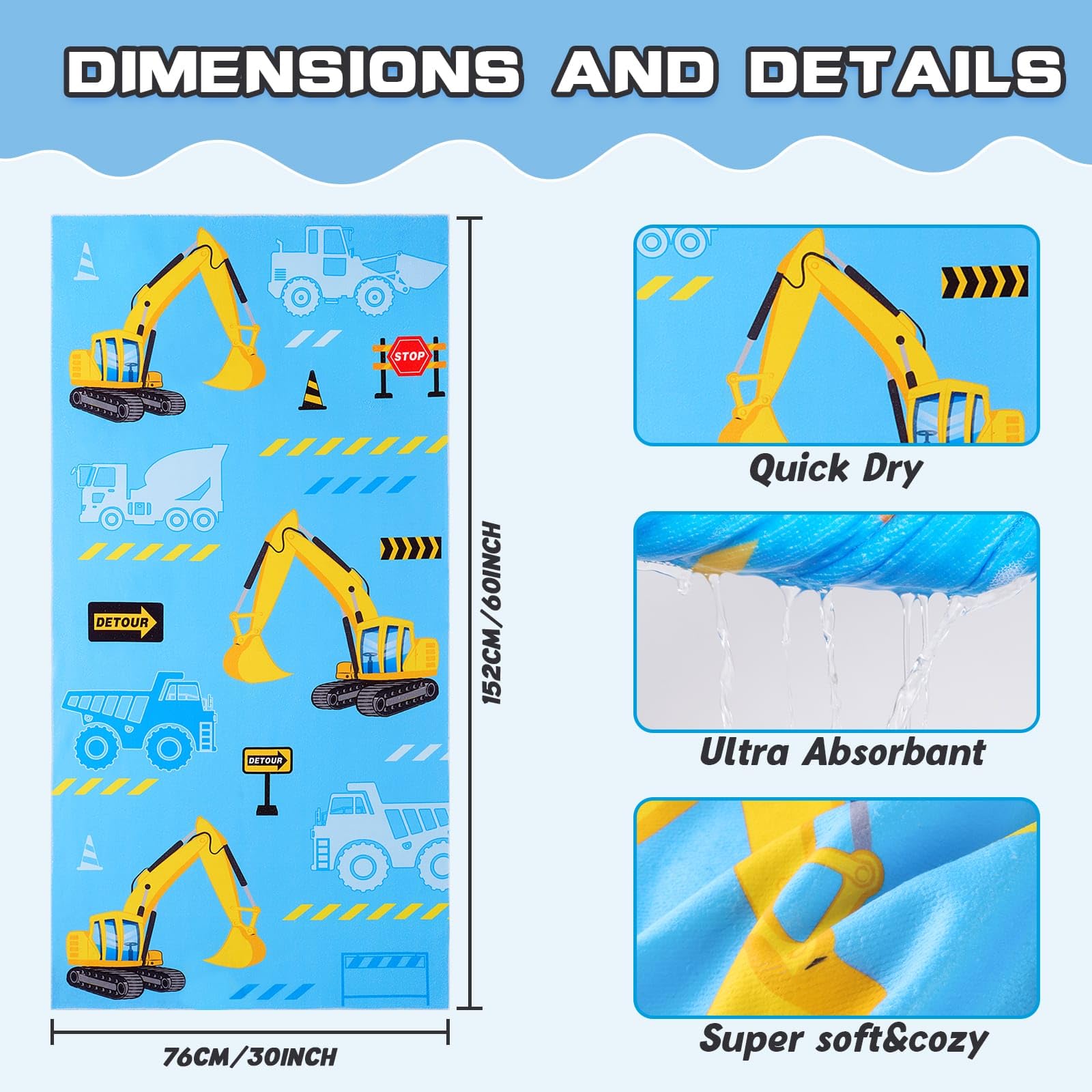 WERNNSAI Truck Kids Beach Towel - 30