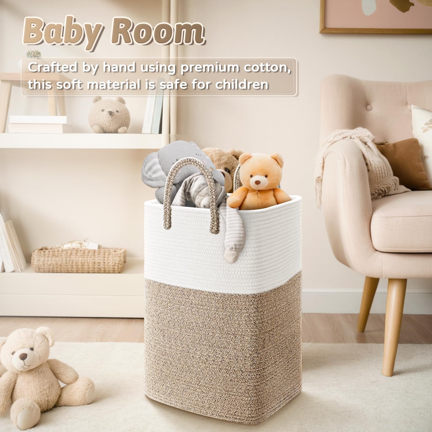 Artfeel Laundry Basket,Woven Cotton Rope Laundry Hamper,40L Versatile Storage For Dirty Clothes,Baby Toys,And Blankets In Bathro