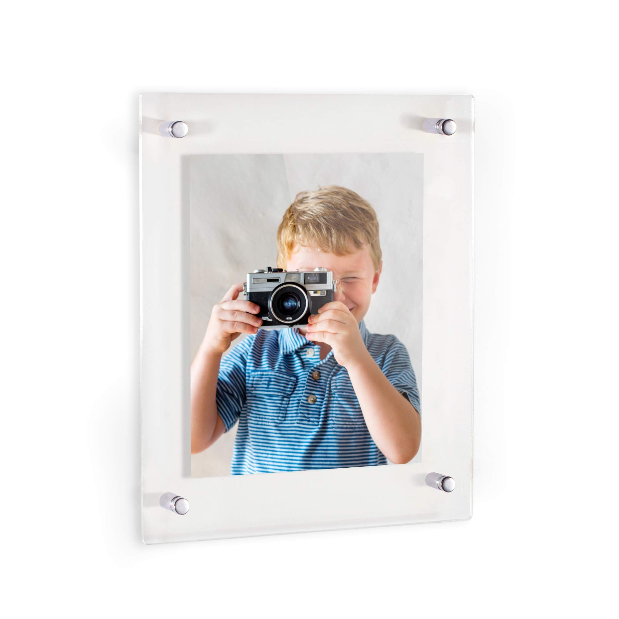 ArtToFrames Floating Acrylic Frame for Pictures Up to 18x22 inches (Full Frame is 22x26) with Chrome Standoff Wall Mount Hardwar