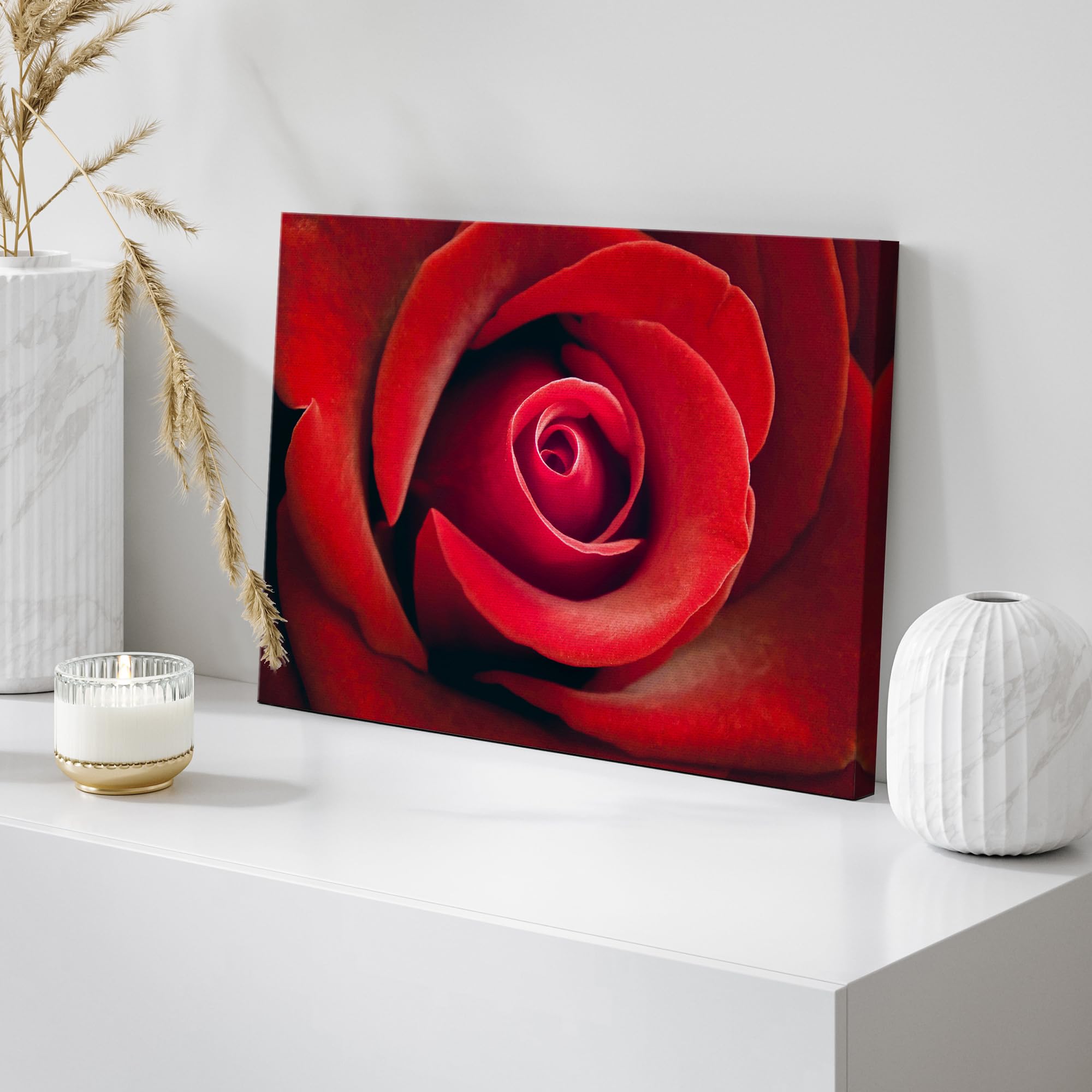 Wall26 Canvas Print Wall Art Close Up Detail Red Romantic Rose Flower Nature Floral Photography Realism Botanical Wilderness Zen