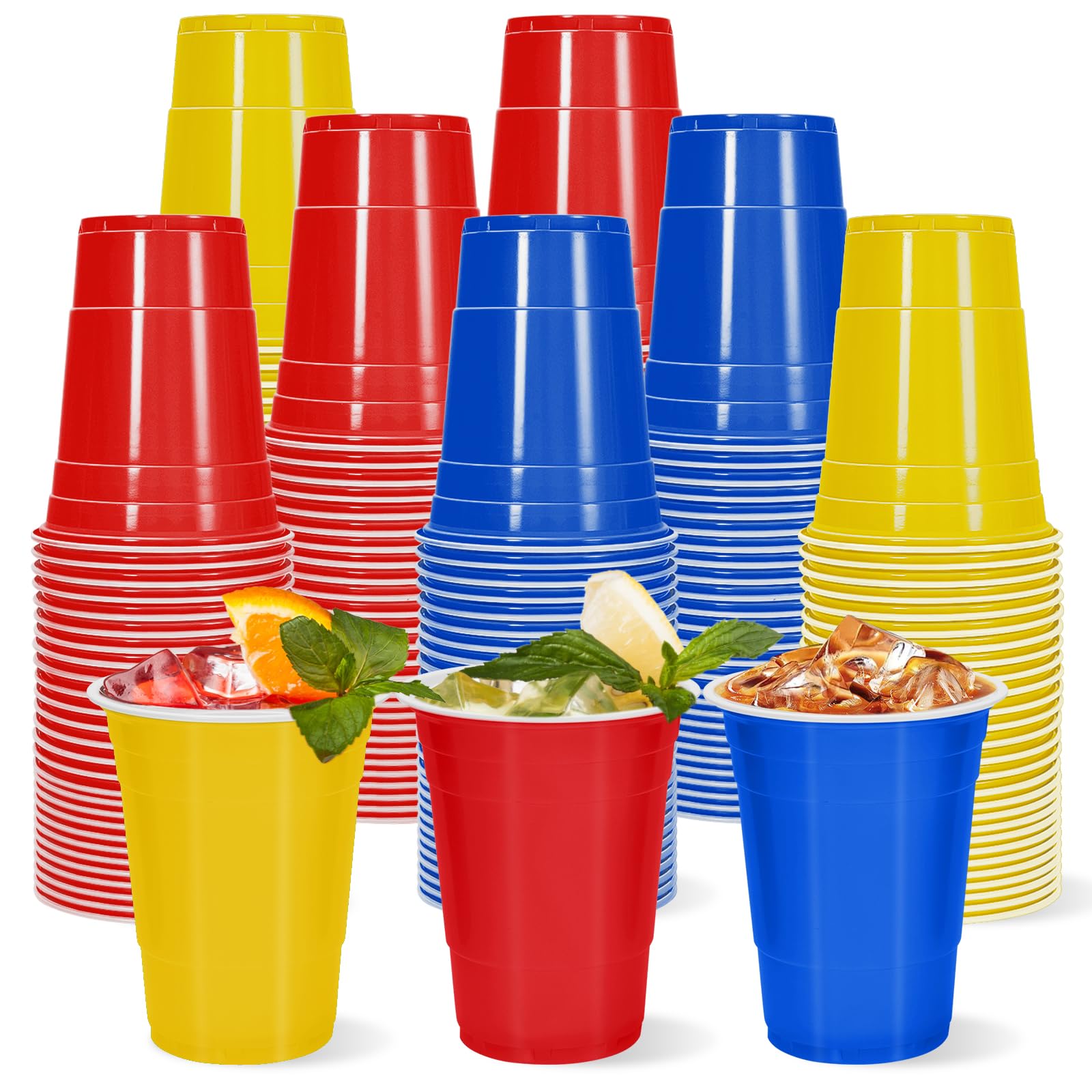 Whaline 60 Pcs Hedgehog Theme Party Colored Plastic Cups 16 Oz Blue Red Yellow Plastic Cups for Doggy Animal Themed Party Pets B