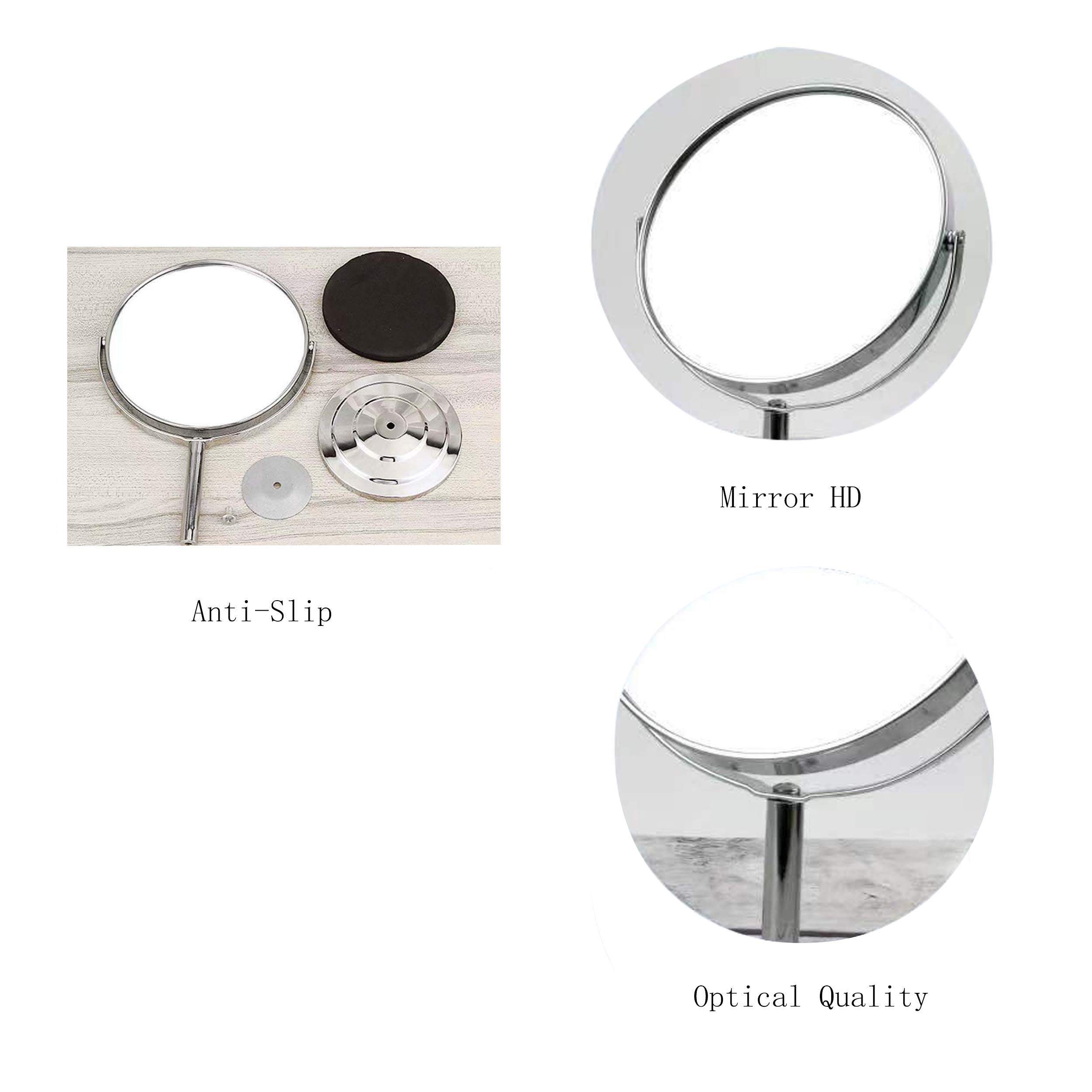 Pinkzio Tabletop Makeup Mirror, Two Sided 1X & 3X Magnifying Mirror, Magnified Vanity Mirror With 360 Degree Swivel For Bathroom