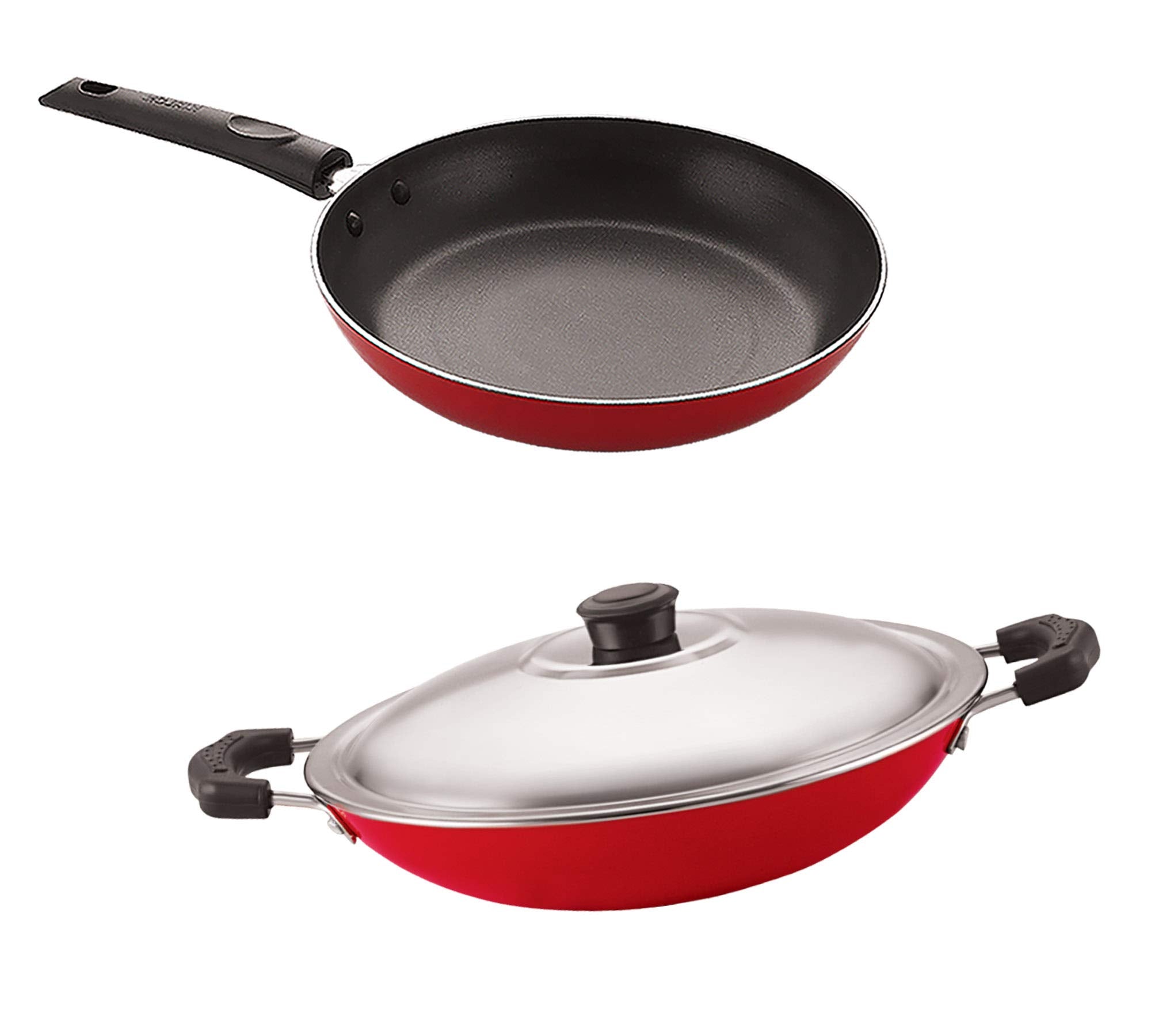 Nirlon Dishwasher Safe Non Stick Cookware Pots And Pans Set Of 2 Pieces (2.6Mm_Ac_Tp24)
