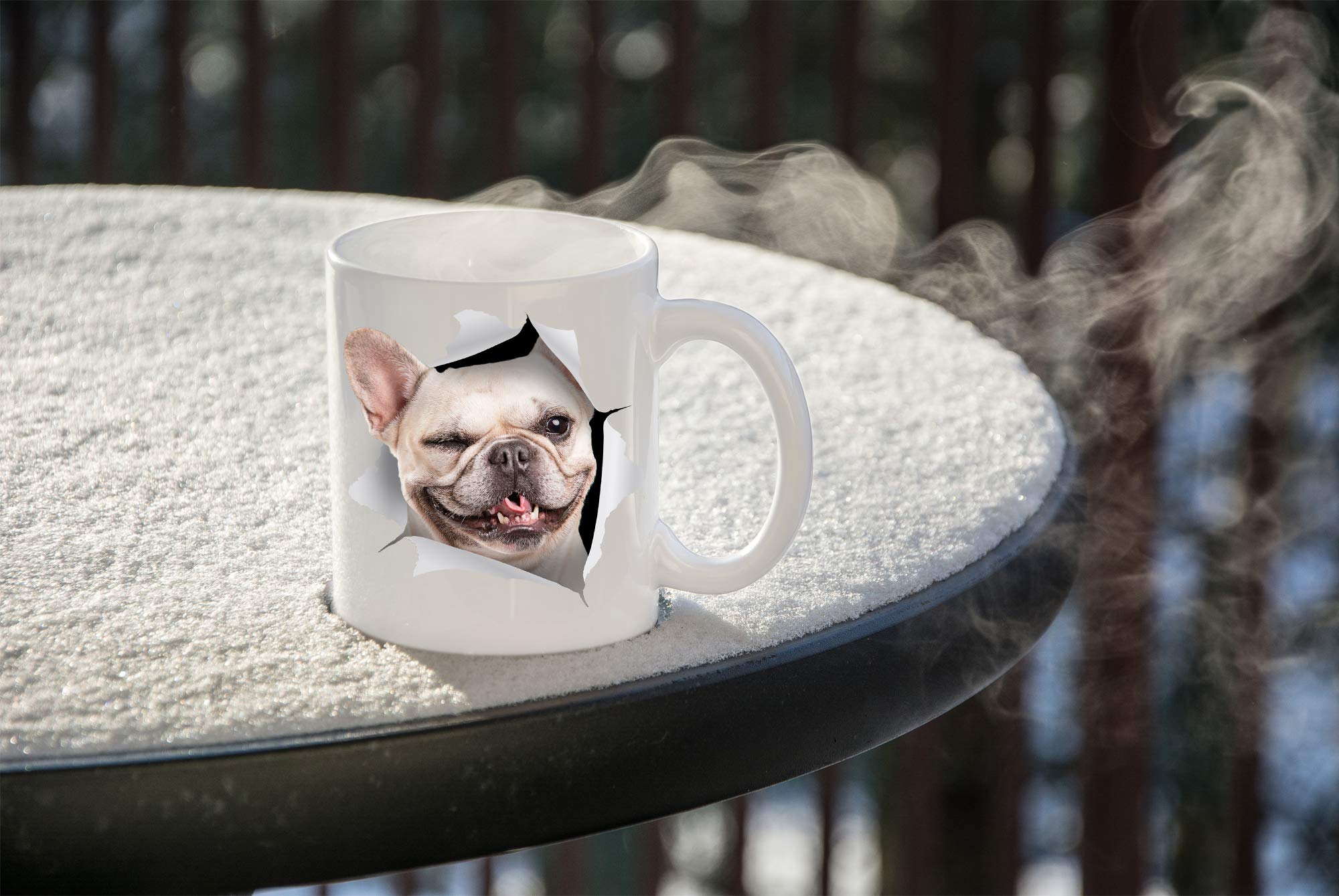 Winking French Bulldog Mug - Ceramic Funny Coffee Mug - Cute Novelty Coffee Mug Present - Great Birthday Or Christmas Surprise F