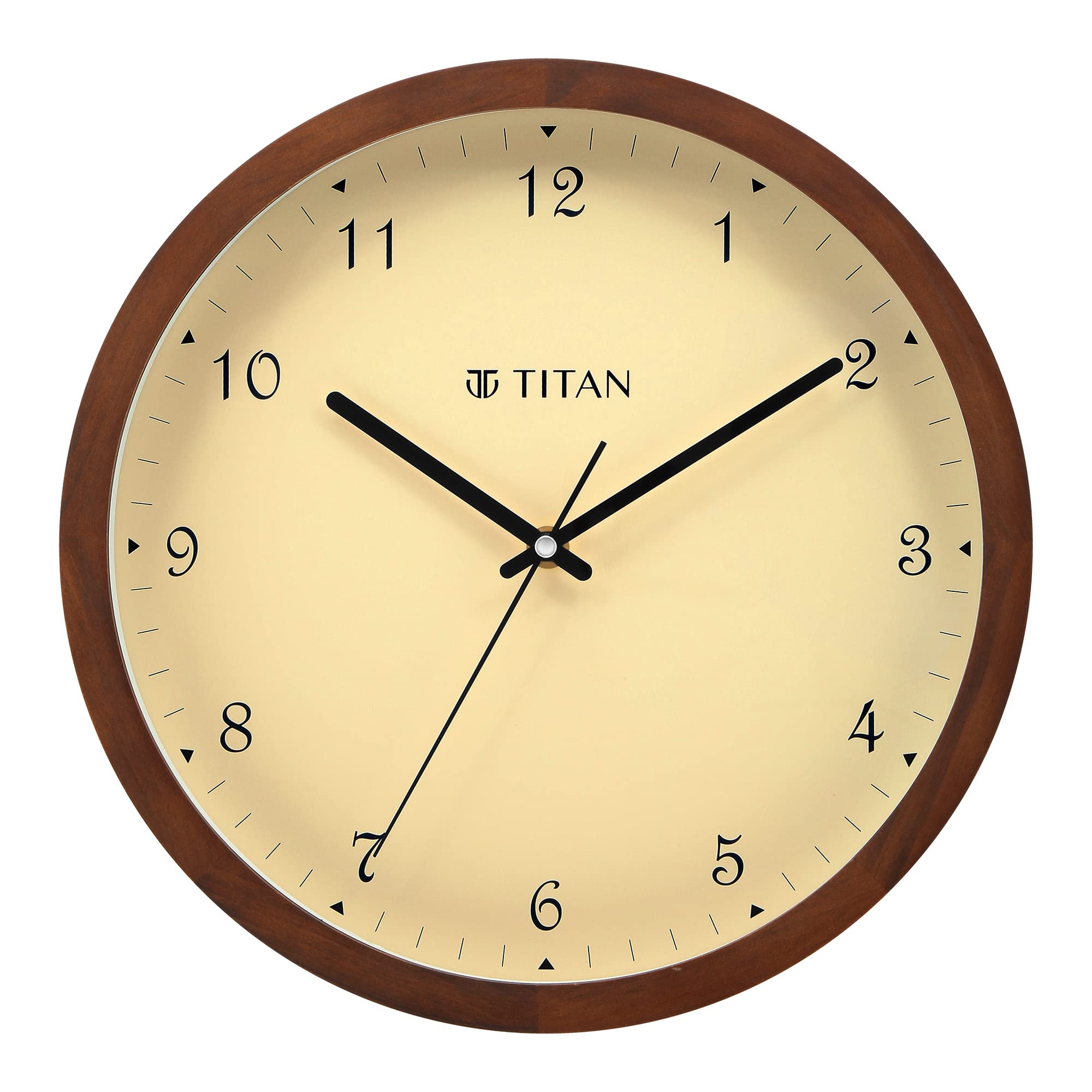 Titan Classic Brown Colour Wooden Wall Clock With Silent Sweep - 30 Cm X 30 Cm (Medium)