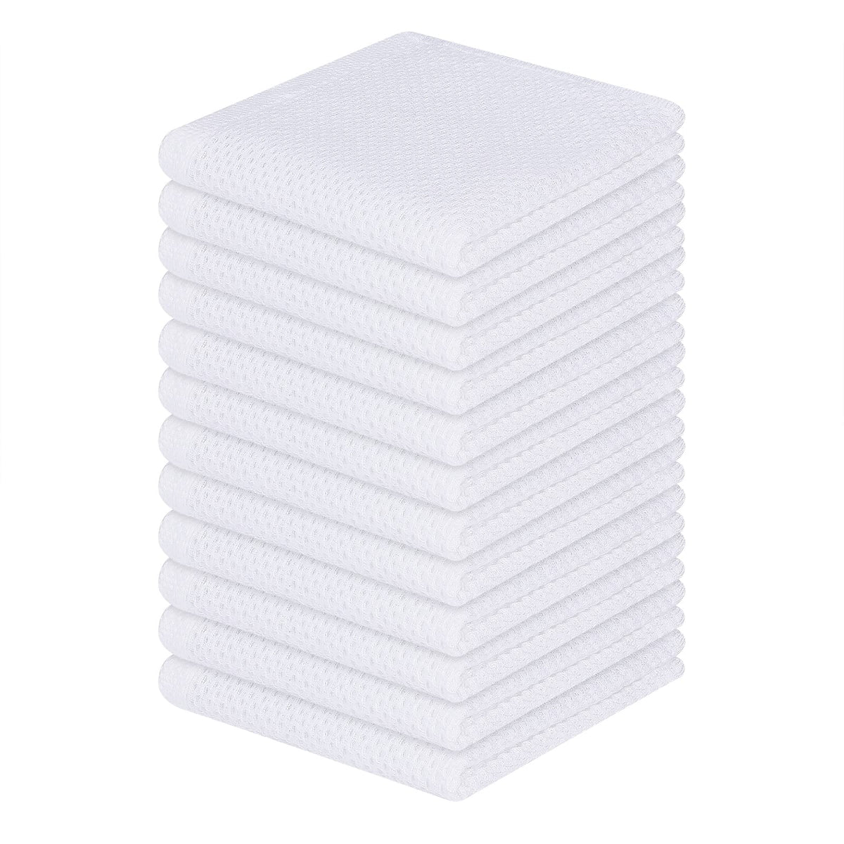 Homaxy 100% Cotton Waffle Weave Kitchen Dish Cloths, Ultra Soft Absorbent Quick Drying Dish Towels, 12 X 12 Inches, 12-Pack, Whi