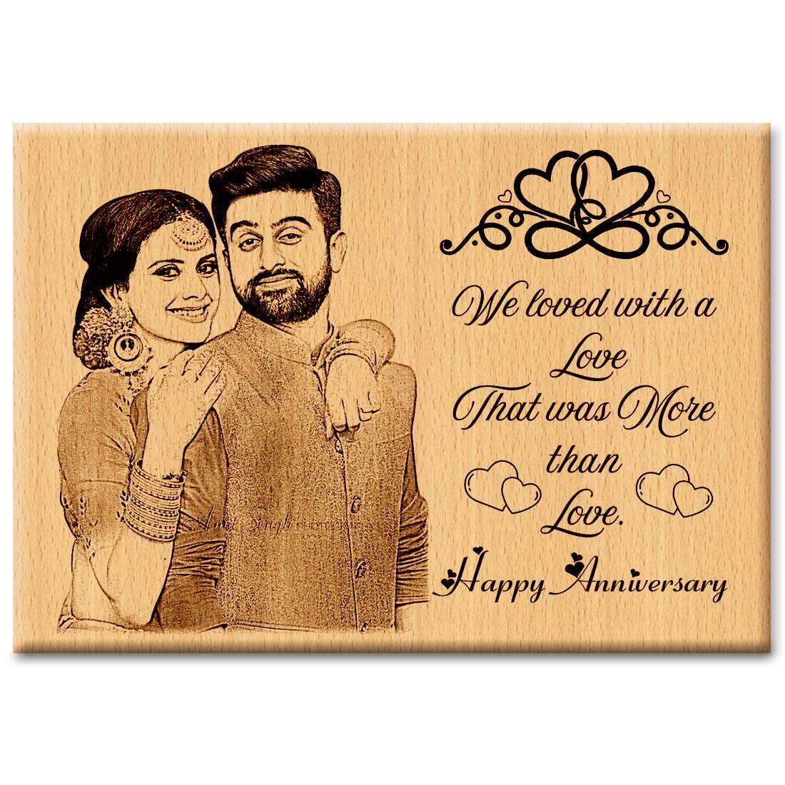 Gftbx Personalized Engraved Marriage Gifts For Couples Wooden Photo Plaque (8 X 6 Inches, Brown)