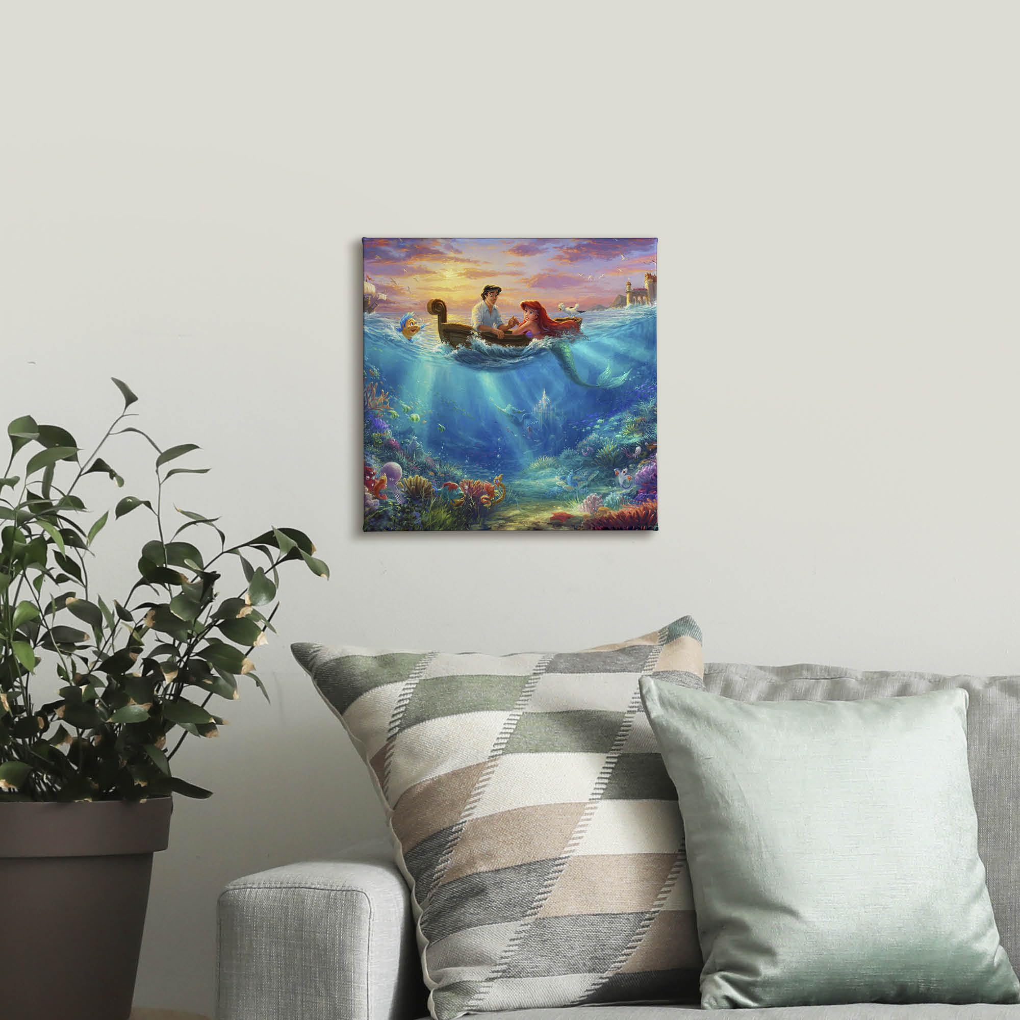 Thomas Kinkade Disney The Little Mermaid (Little Mermaid Falling In Love, 14'' X 14'')