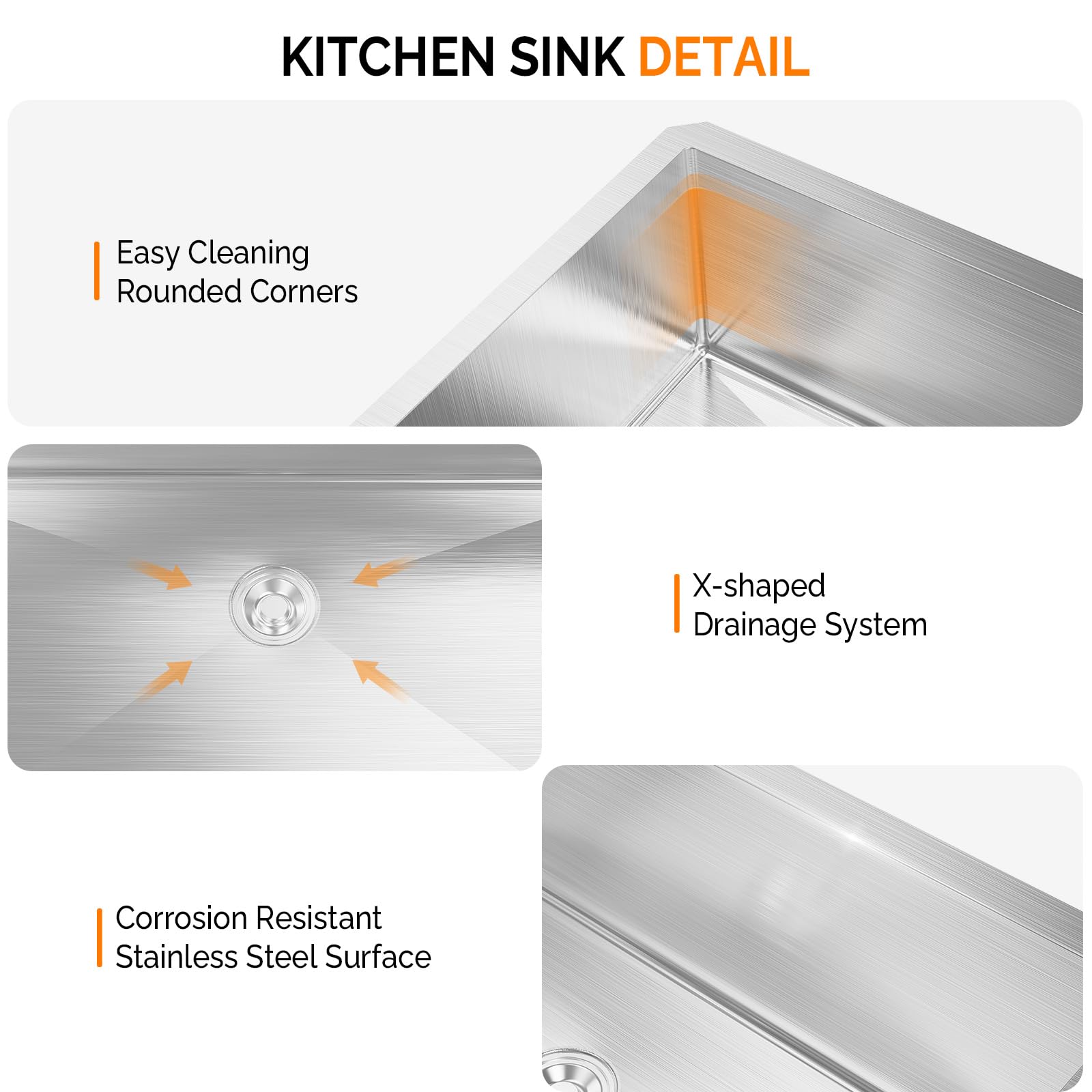 Bonnlo Undermount Commercial Kitchen Sink,32''  19''  10'' Stainless Steel Utility Farmhouse Sink, Deep Workstation Sink, Single