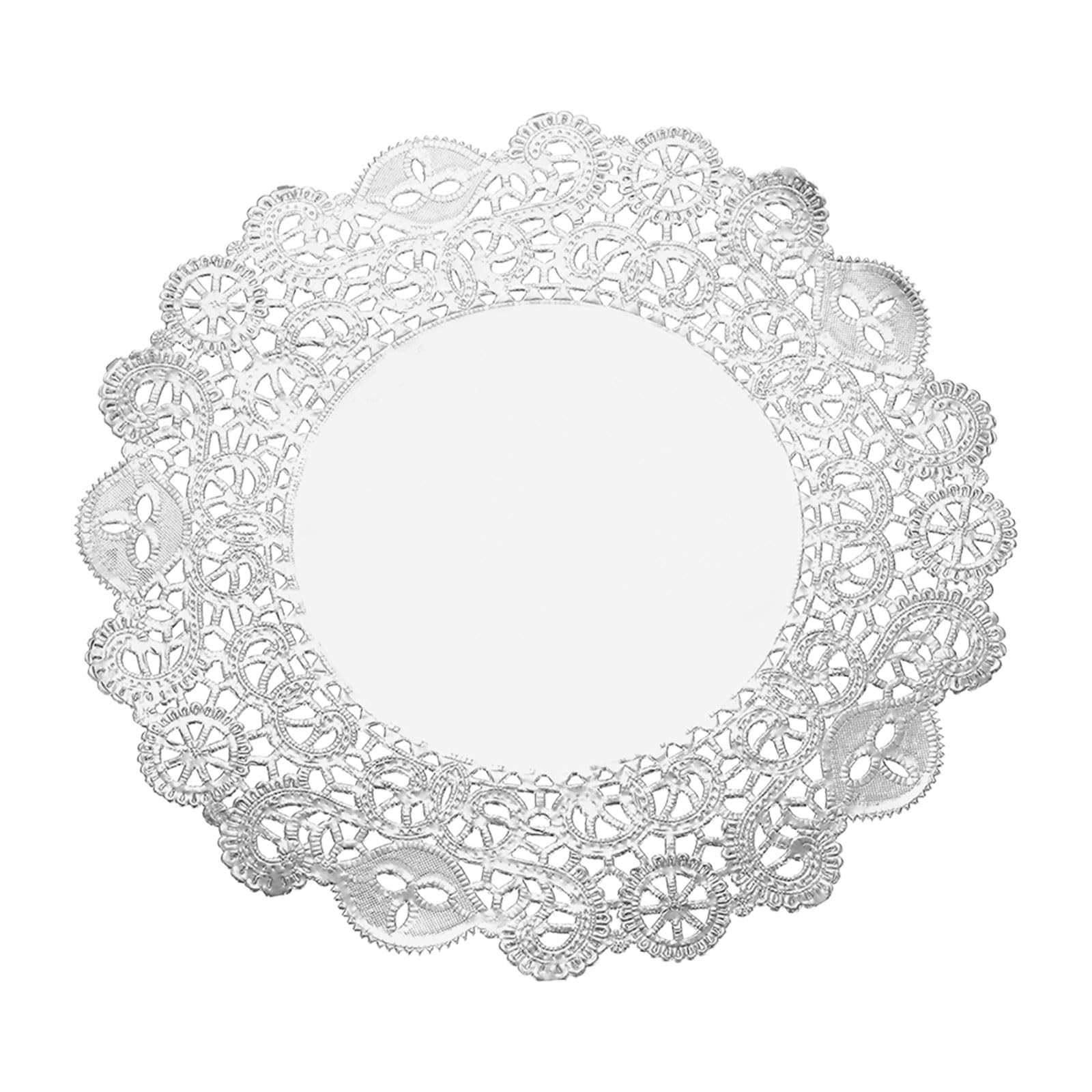 uxcell 50 Pcs Round Paper Doilies, 10.6 Inch Disposable Lace Doilies for Food Tableware Parties Weddings Birthday, Silver