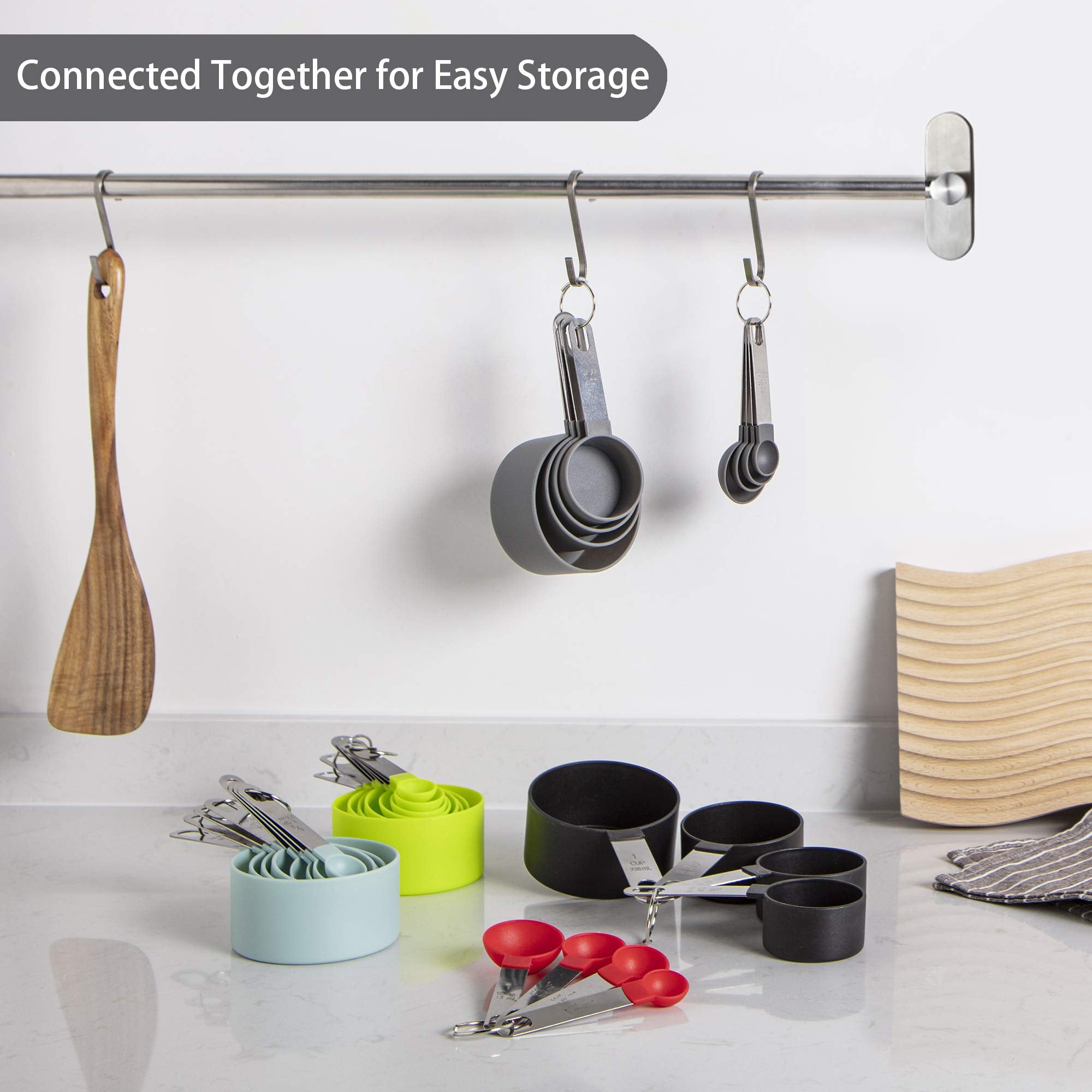 Measuring Cups And Spoons Set Of Huygens Kitchen Gadgets 10 Pieces, Stackable Stainless Steel Handle Measuring Cups For Measurin