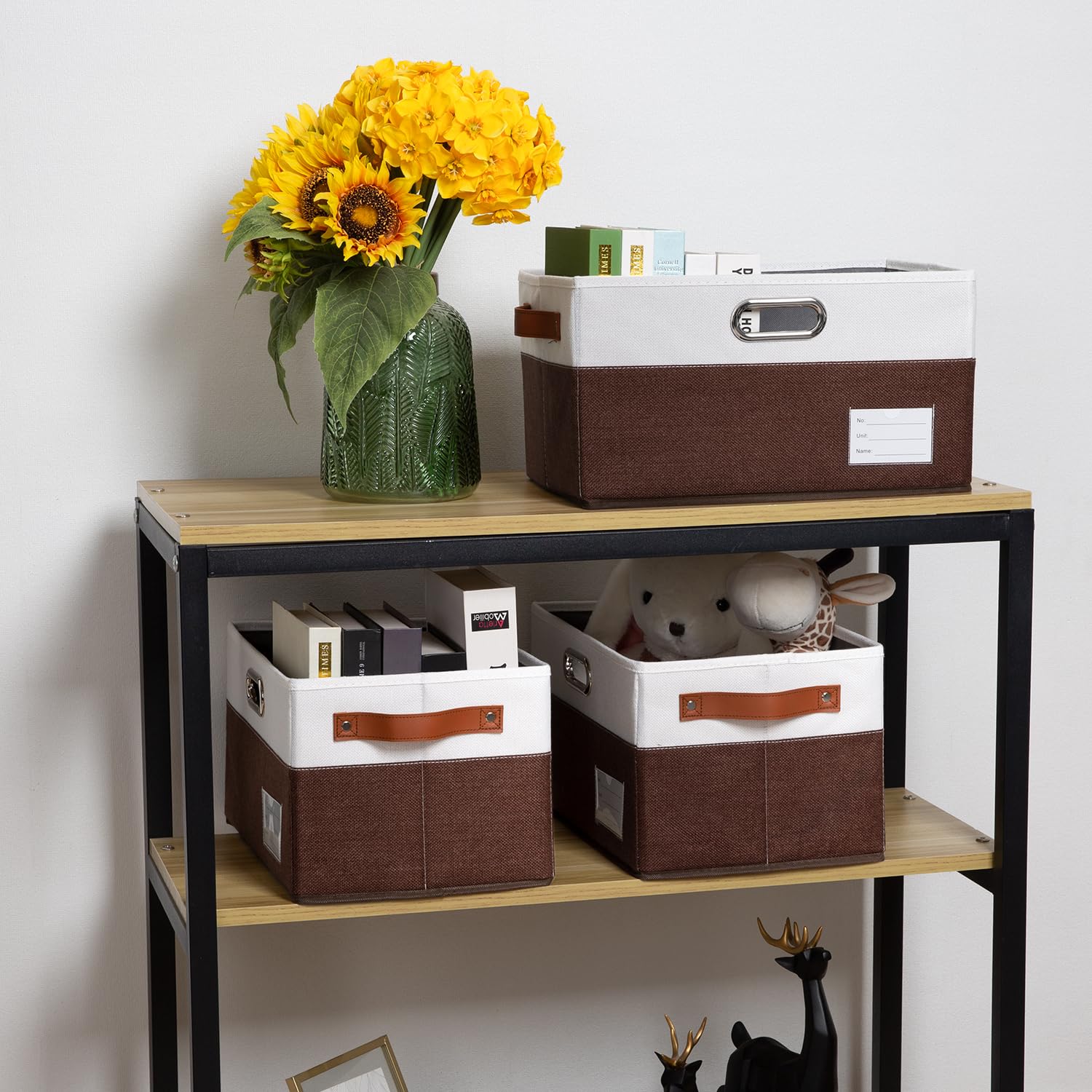 Prandom Foldable Storage Bins With Handles [3-Pack] Fabric Collapsible Storage Boxes Baskets Cubes Containers With Handles For C