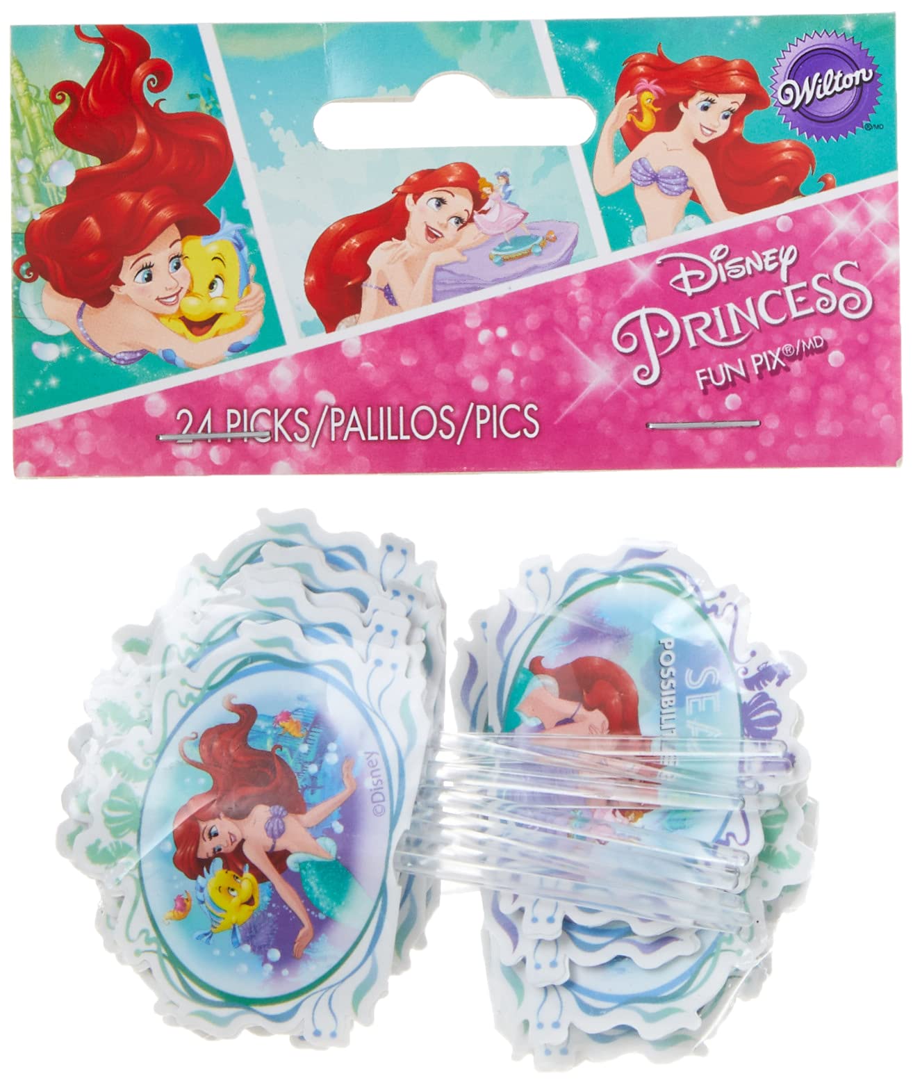 Wilton 2113-5660 Disney Princess Little Mermaid Ariel 24 Count Fun Pix, Assorted